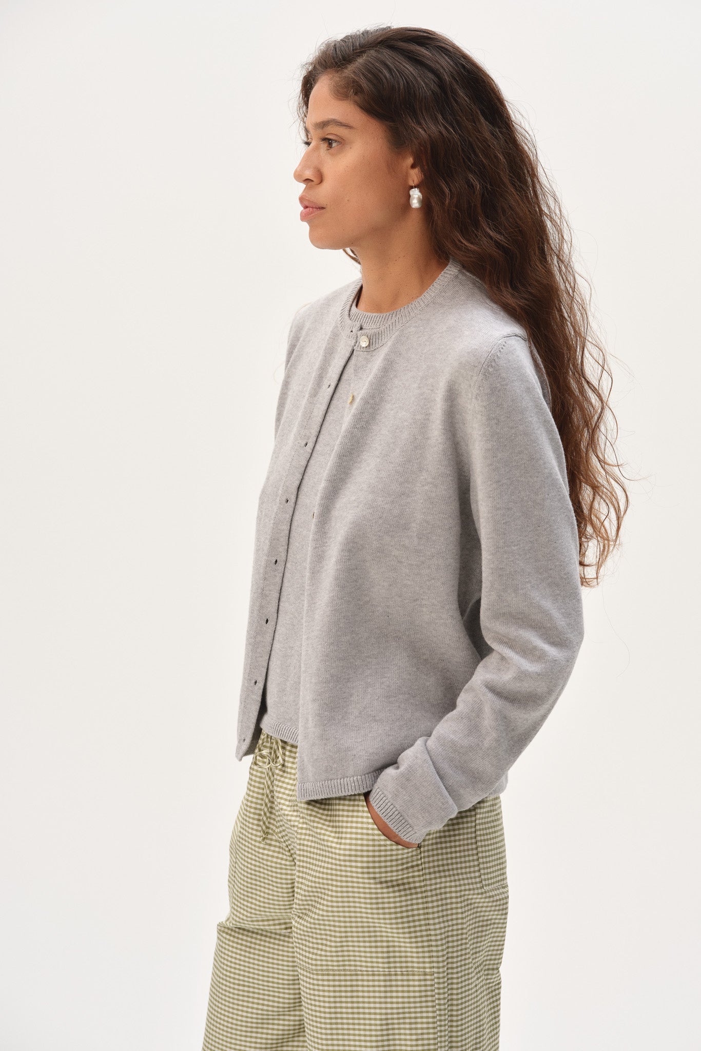 DONNI The Cotton Knit Sweater Set - Heather-Grey