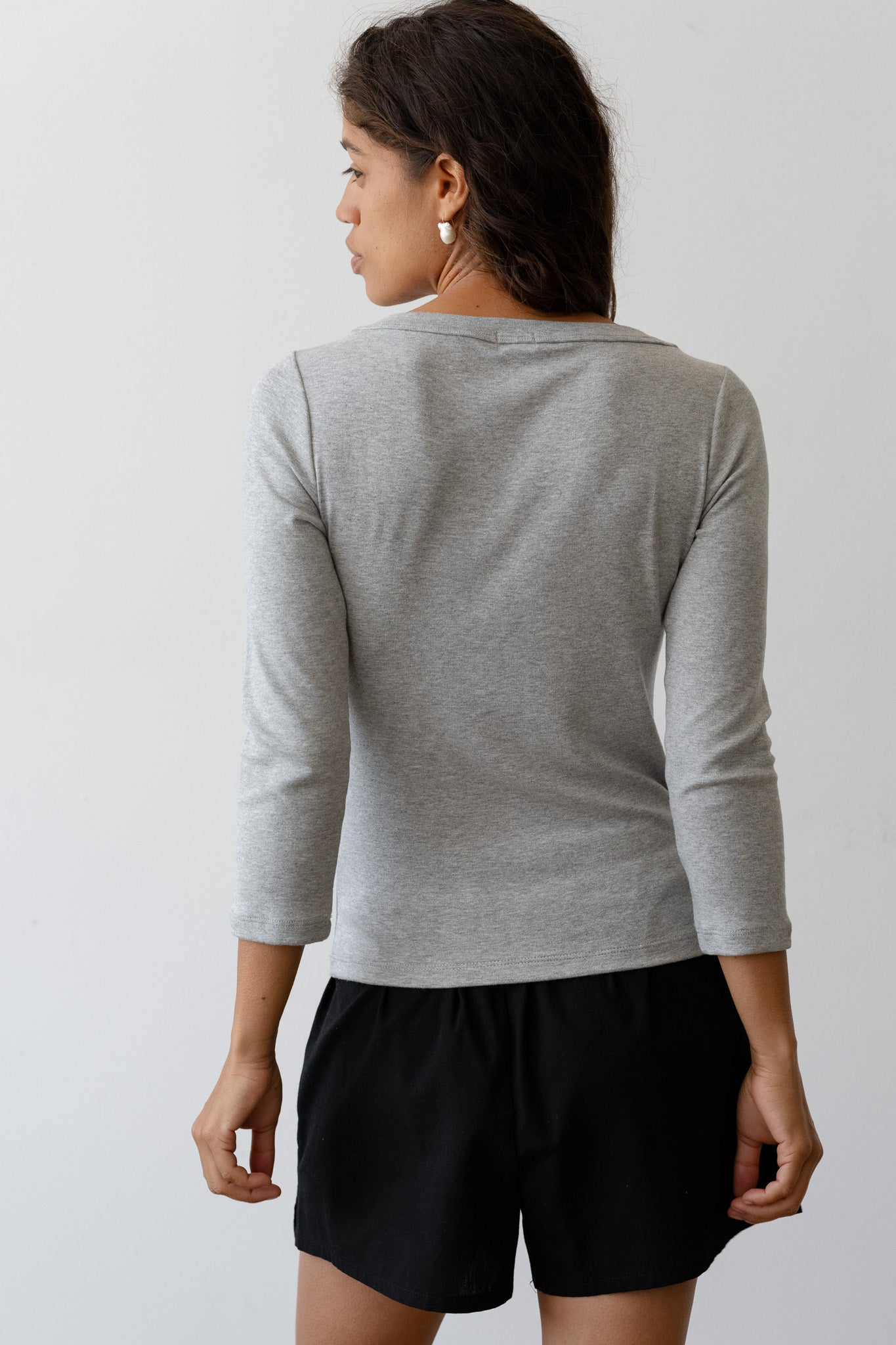 DONNI Heather Grey Baby Rib Boat Neck - Heather-Grey
