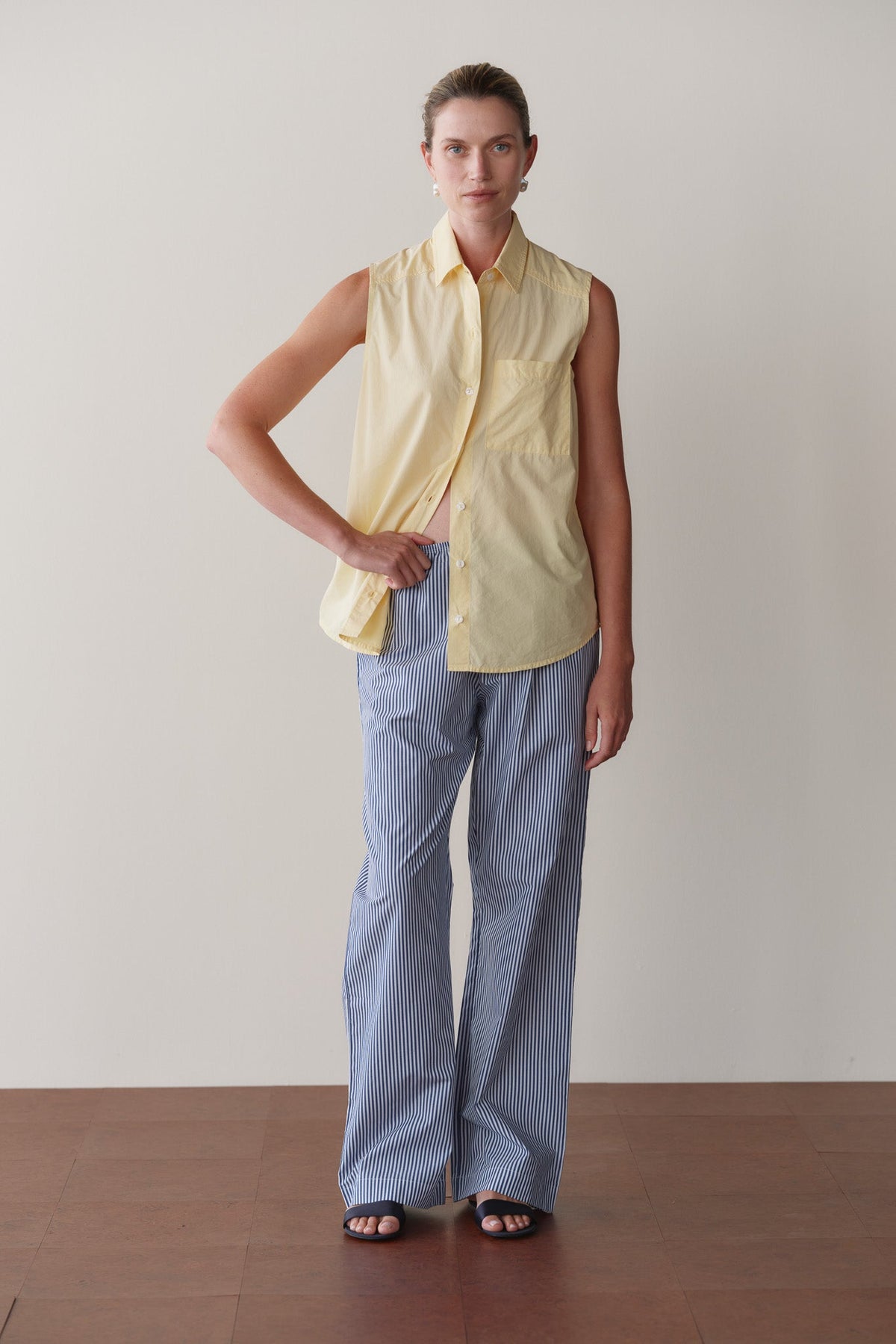 DONNI The Pop Simple Pant - Navy-Stripe