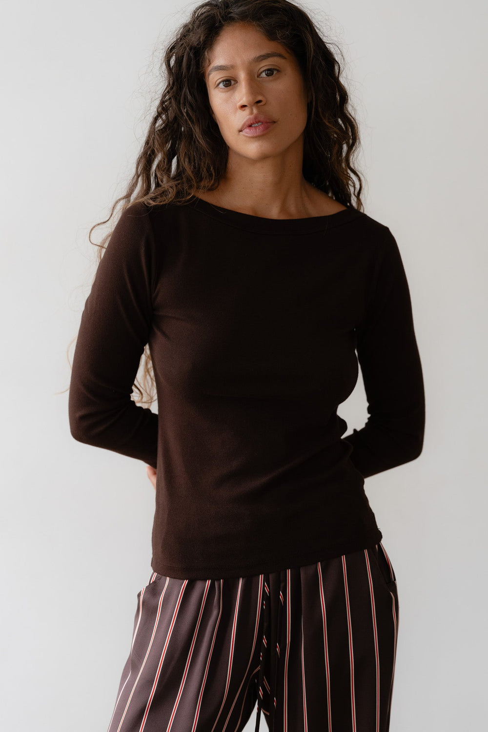 DONNI The Baby Rib Boat Neck - Espresso