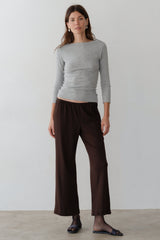 DONNI The Baby Rib Scallop Pant - Espresso
