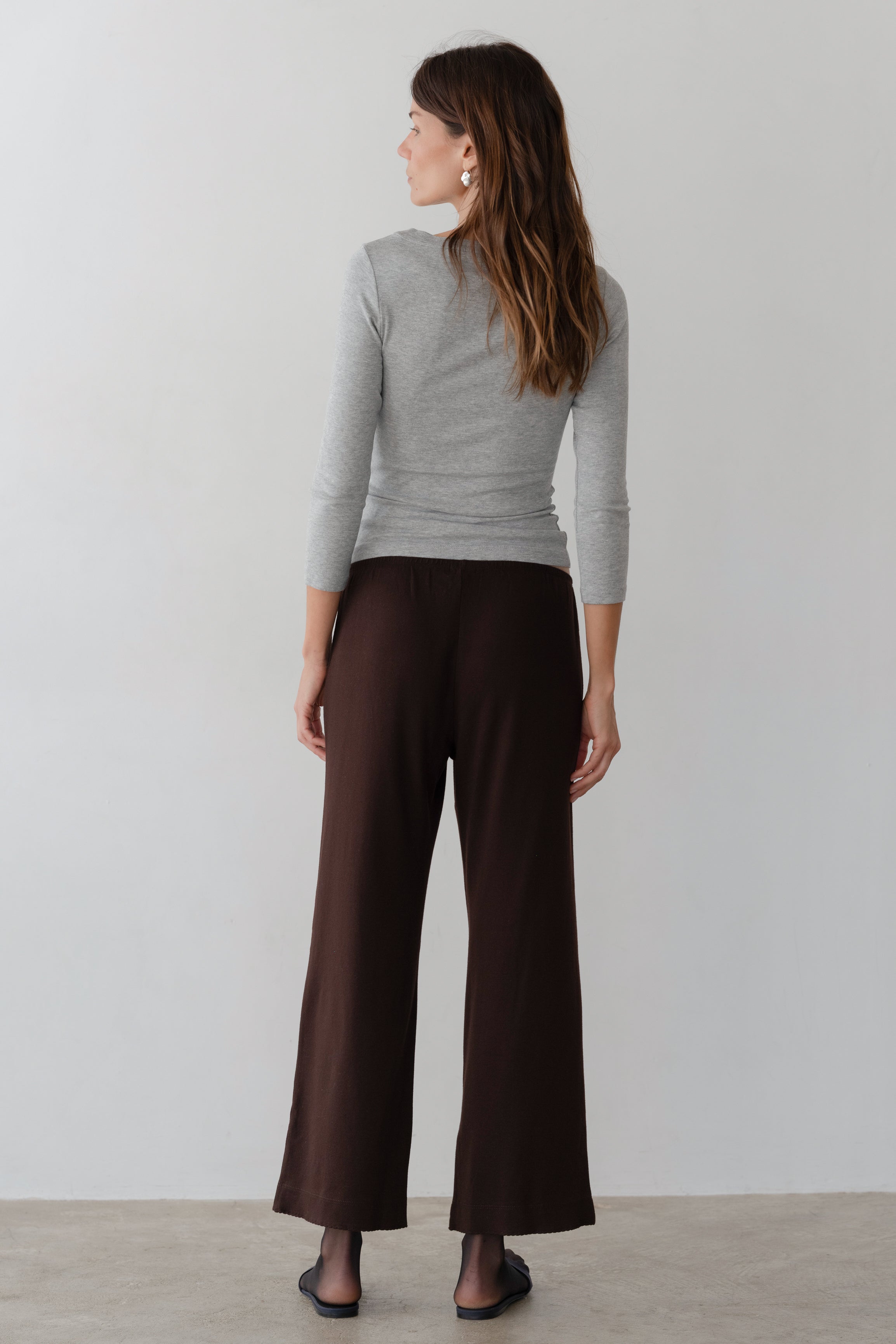DONNI The Baby Rib Scallop Pant - Espresso
