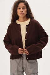 DONNI The Cotton Knit Roll Cardigan - Espresso