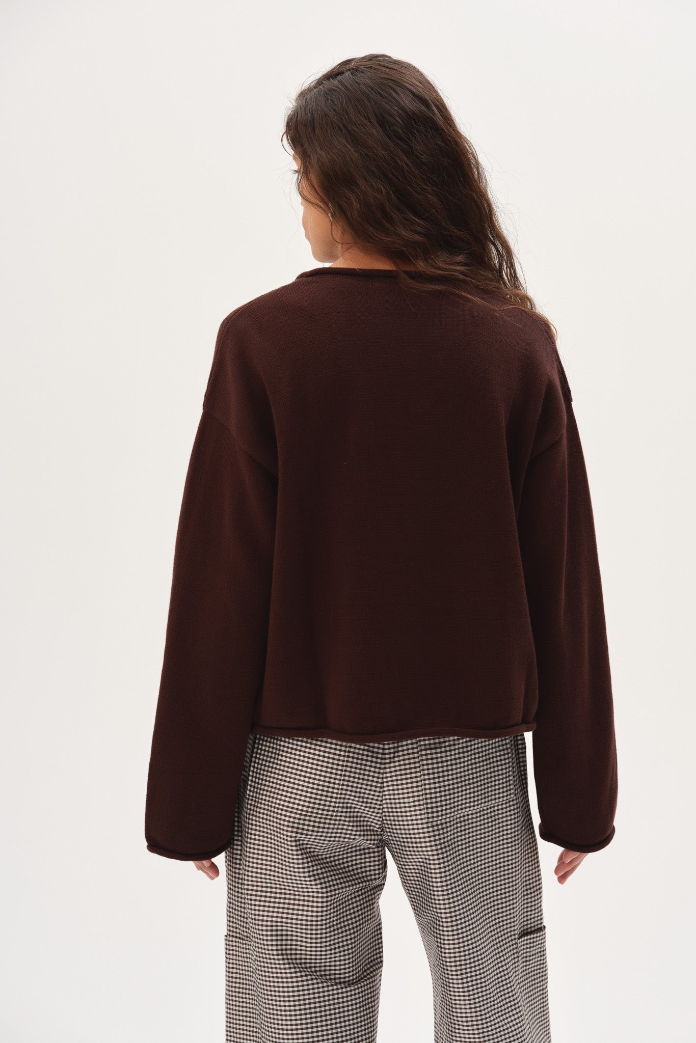 DONNI The Cotton Knit Roll Cardigan - Espresso