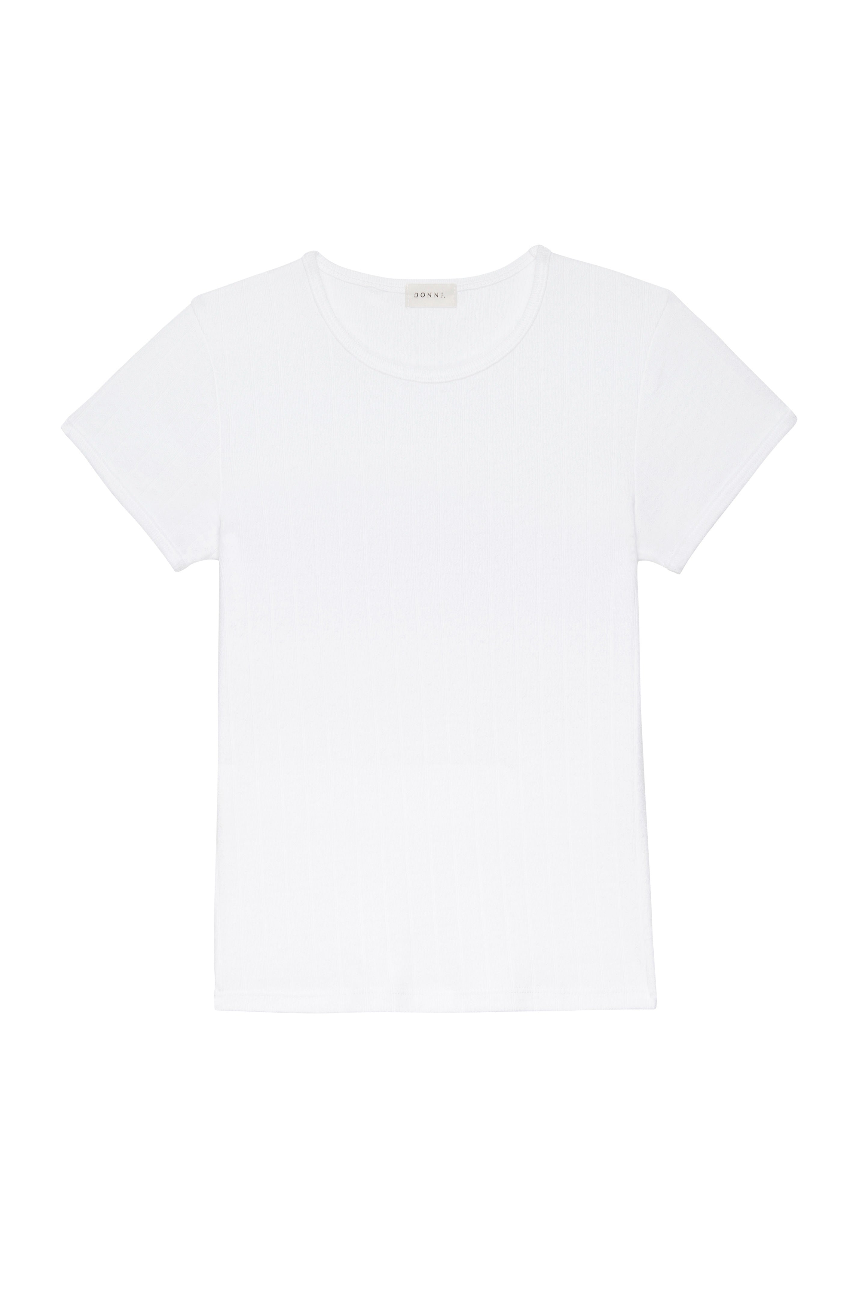 DONNI Powder Pointelle Baby Tee - Powder