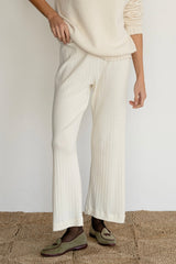 DONNI Creme Pointelle Simple Crop Pant - Creme