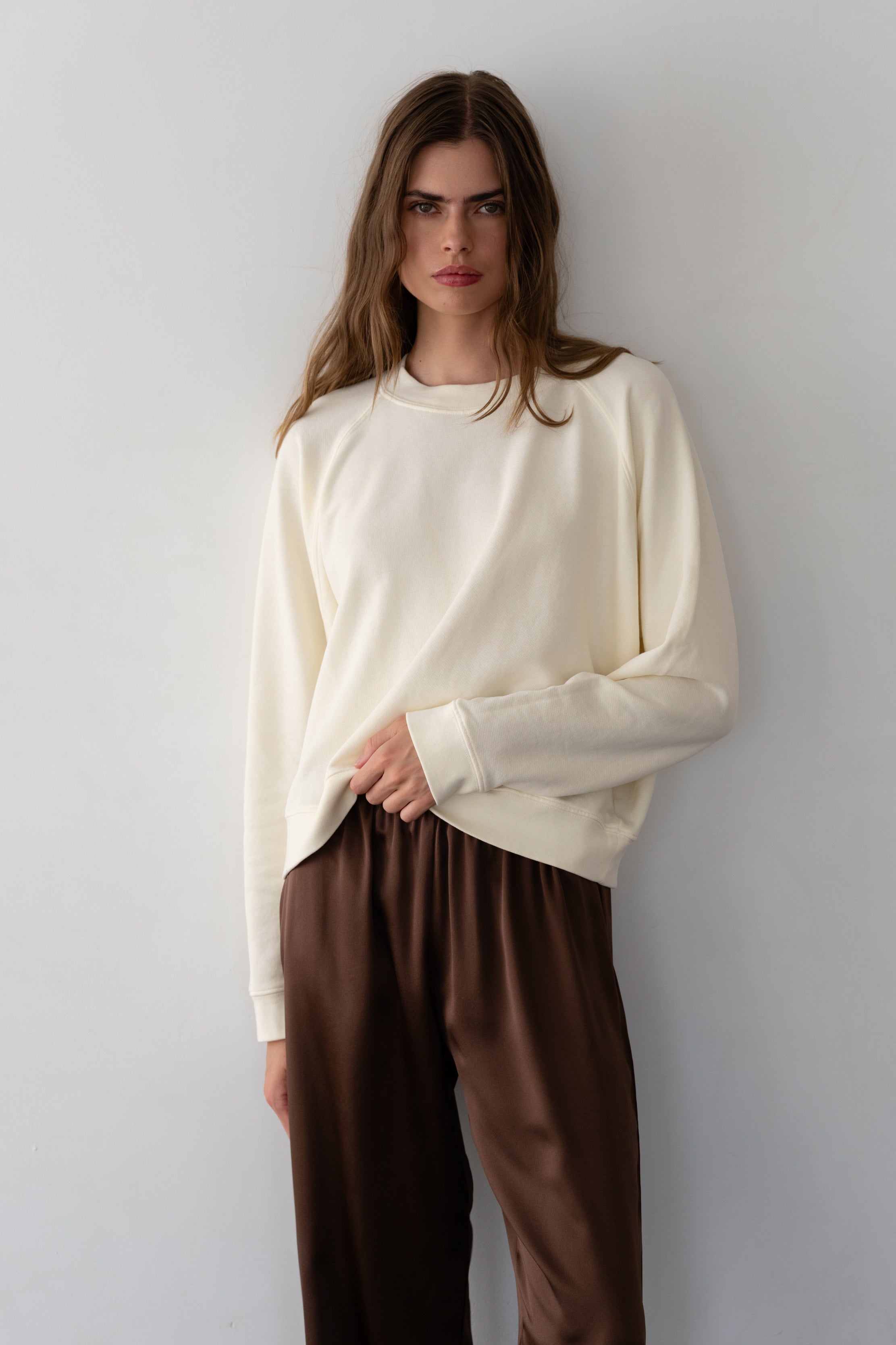 DONNI Creme Eco-Terry Crewneck - Creme