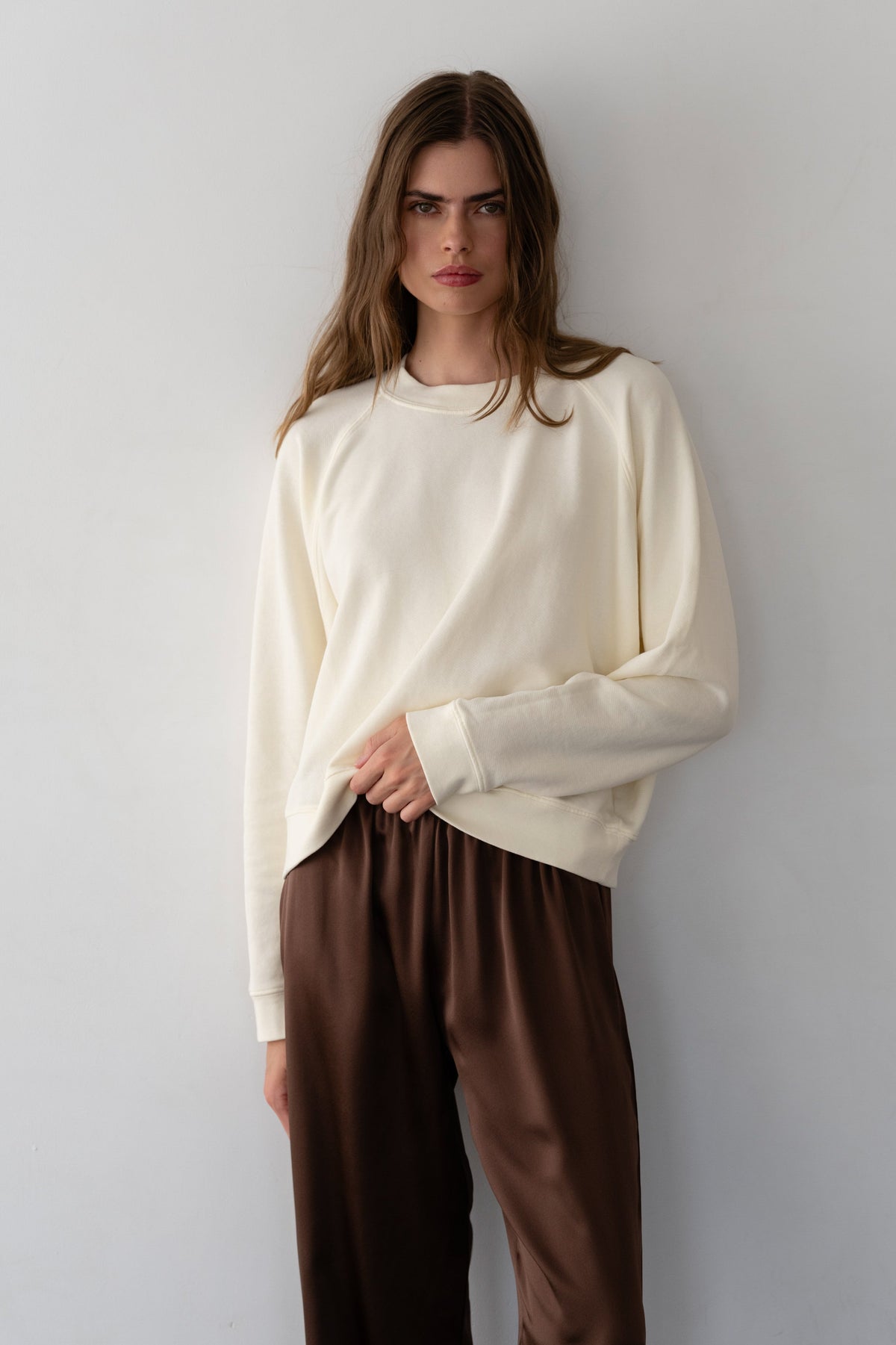 DONNI Creme Eco-Terry Crewneck - Creme