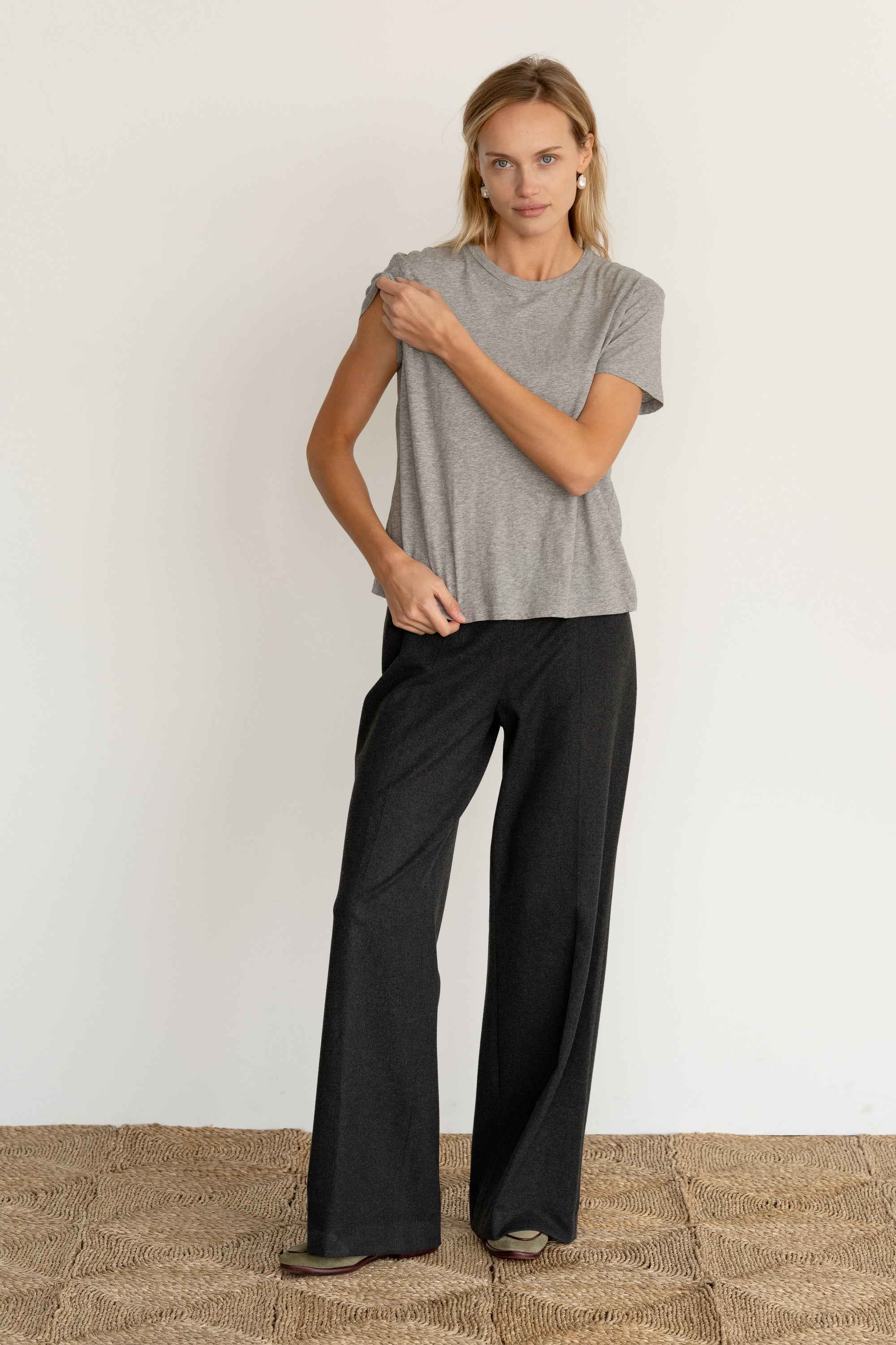 DONNI Heather Grey Jersey Tee - Heather-Grey