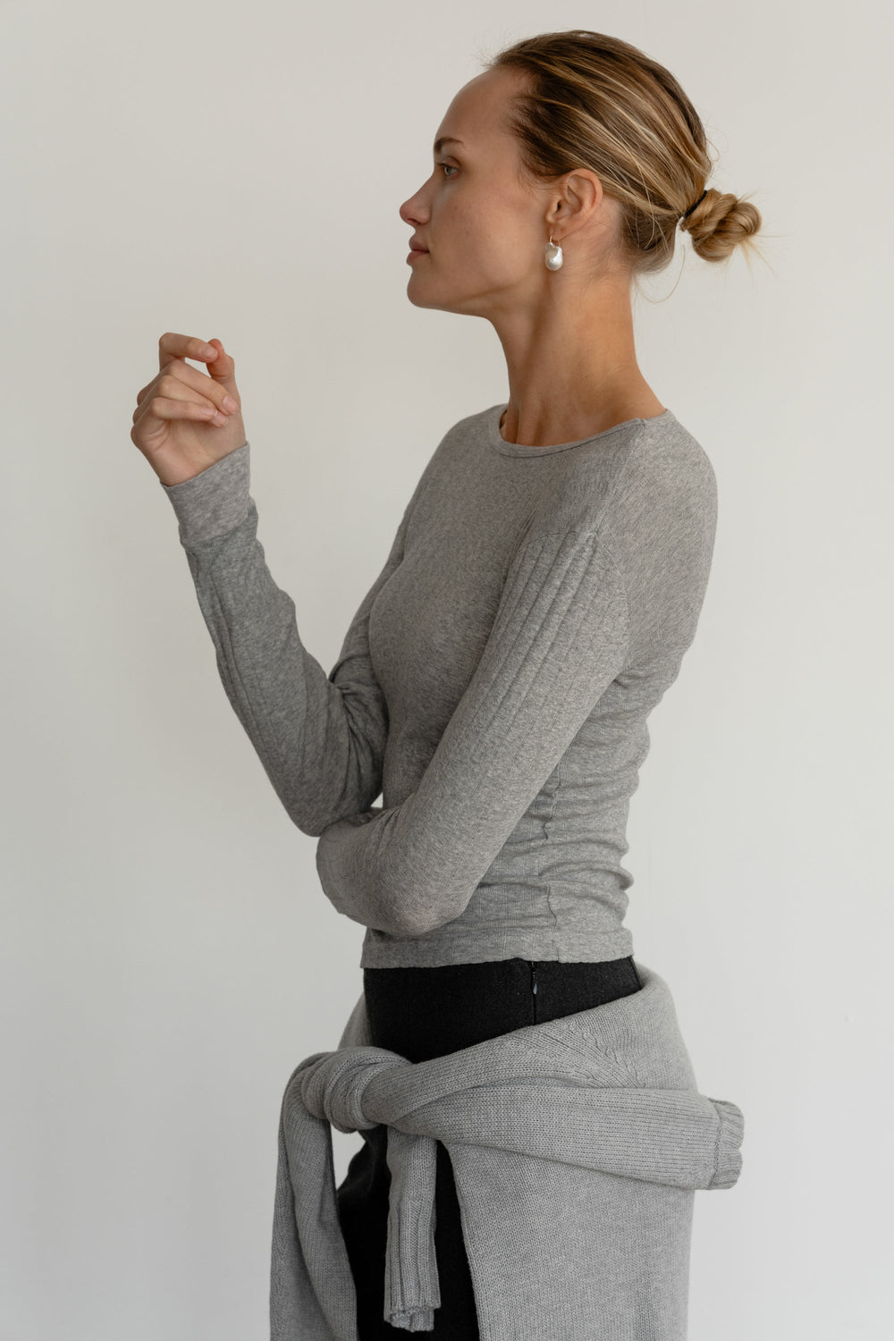 DONNI The Pointelle Long Sleeve - Heather-Grey