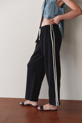 DONNI The Eco-Terry Stripe Crop Pant - Jet