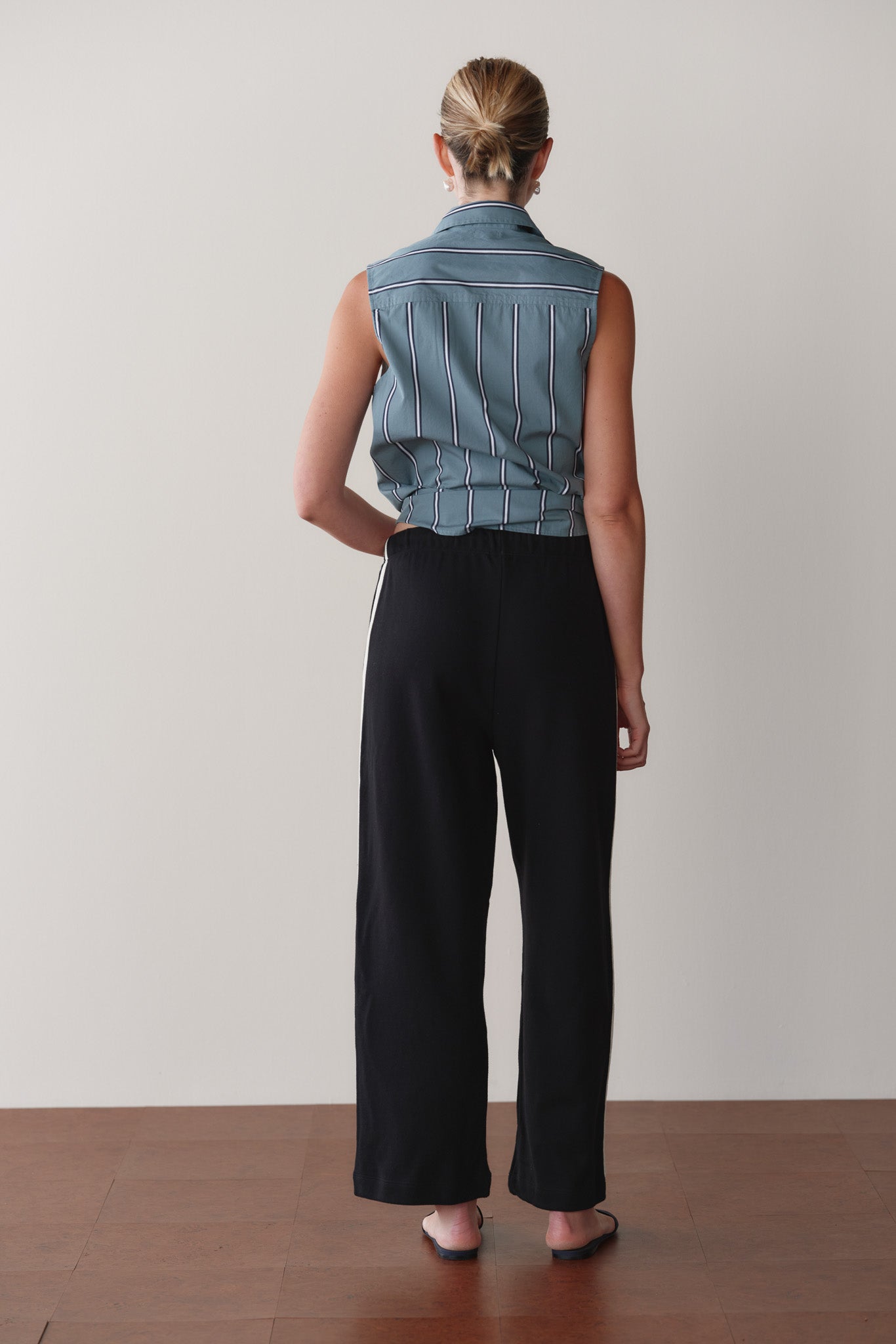 DONNI The Eco-Terry Stripe Crop Pant - Jet