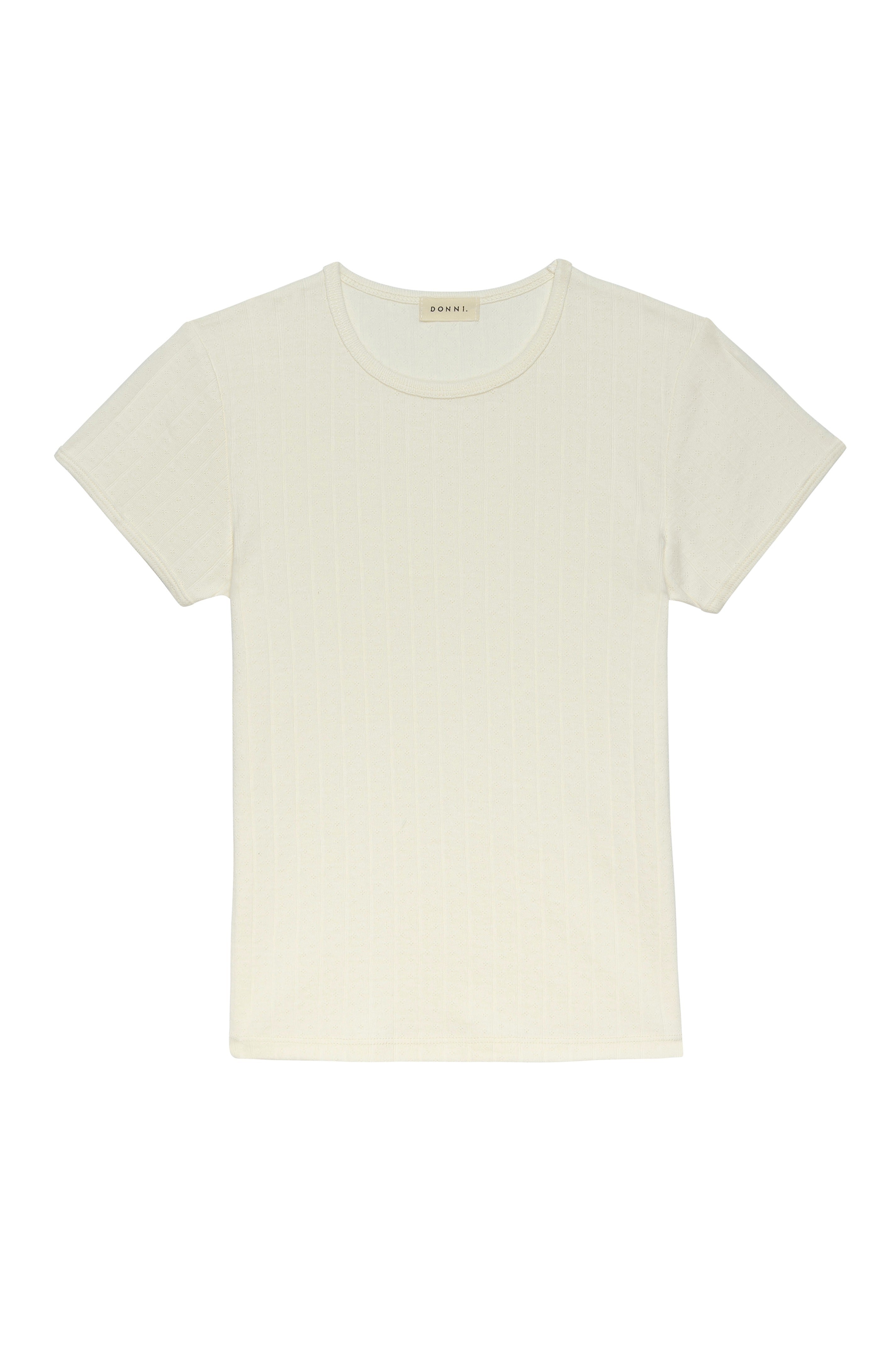 DONNI Creme Pointelle Baby Tee - Creme