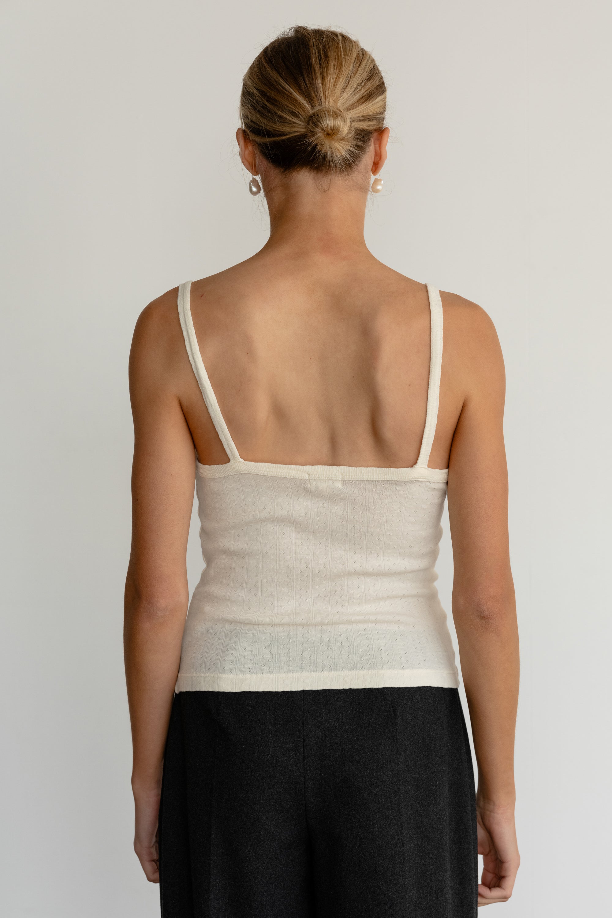DONNI The Pointelle Square Neck Tank - Creme