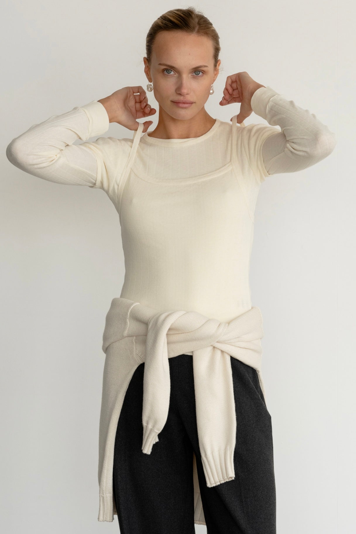 DONNI The Pointelle Square Neck Tank - Creme