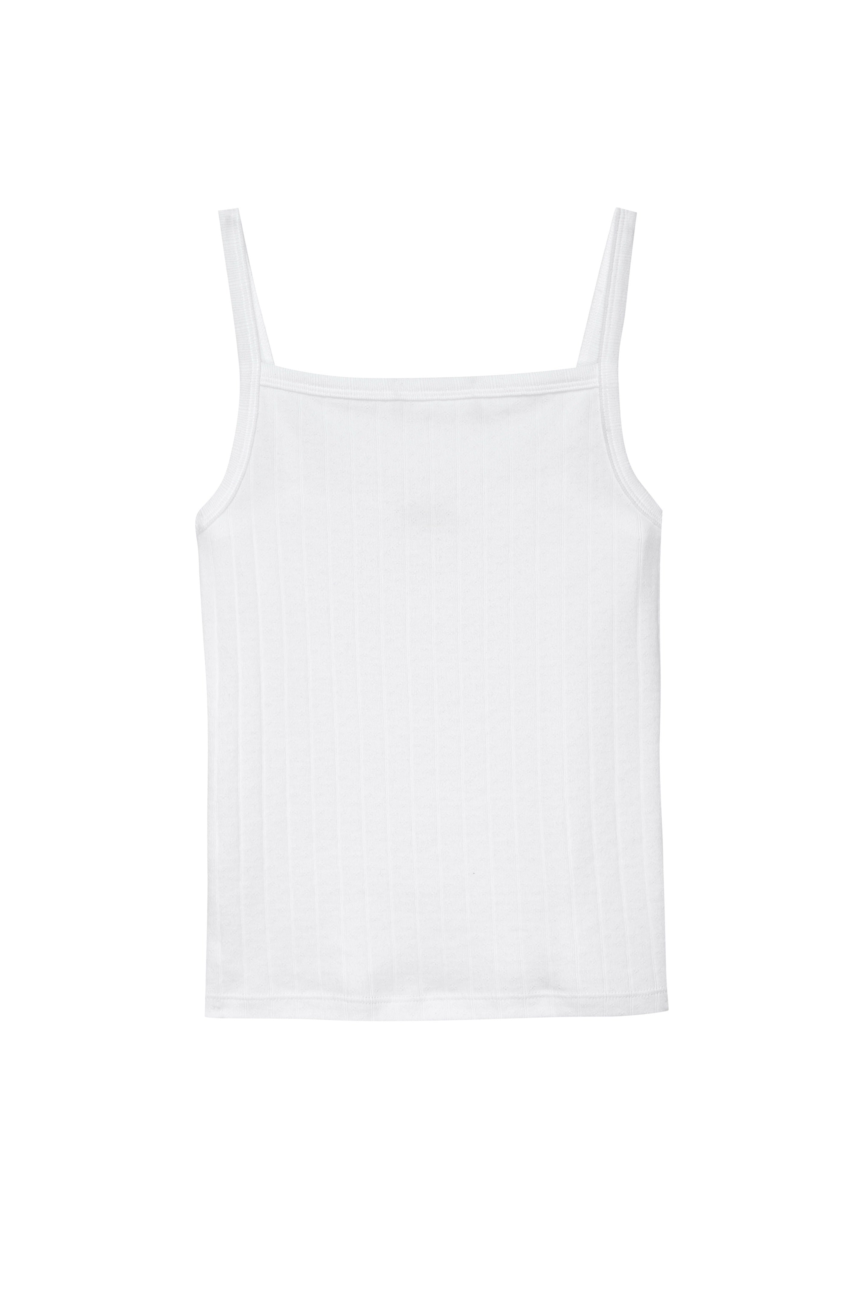 DONNI The Pointelle Square Neck Tank - Powder
