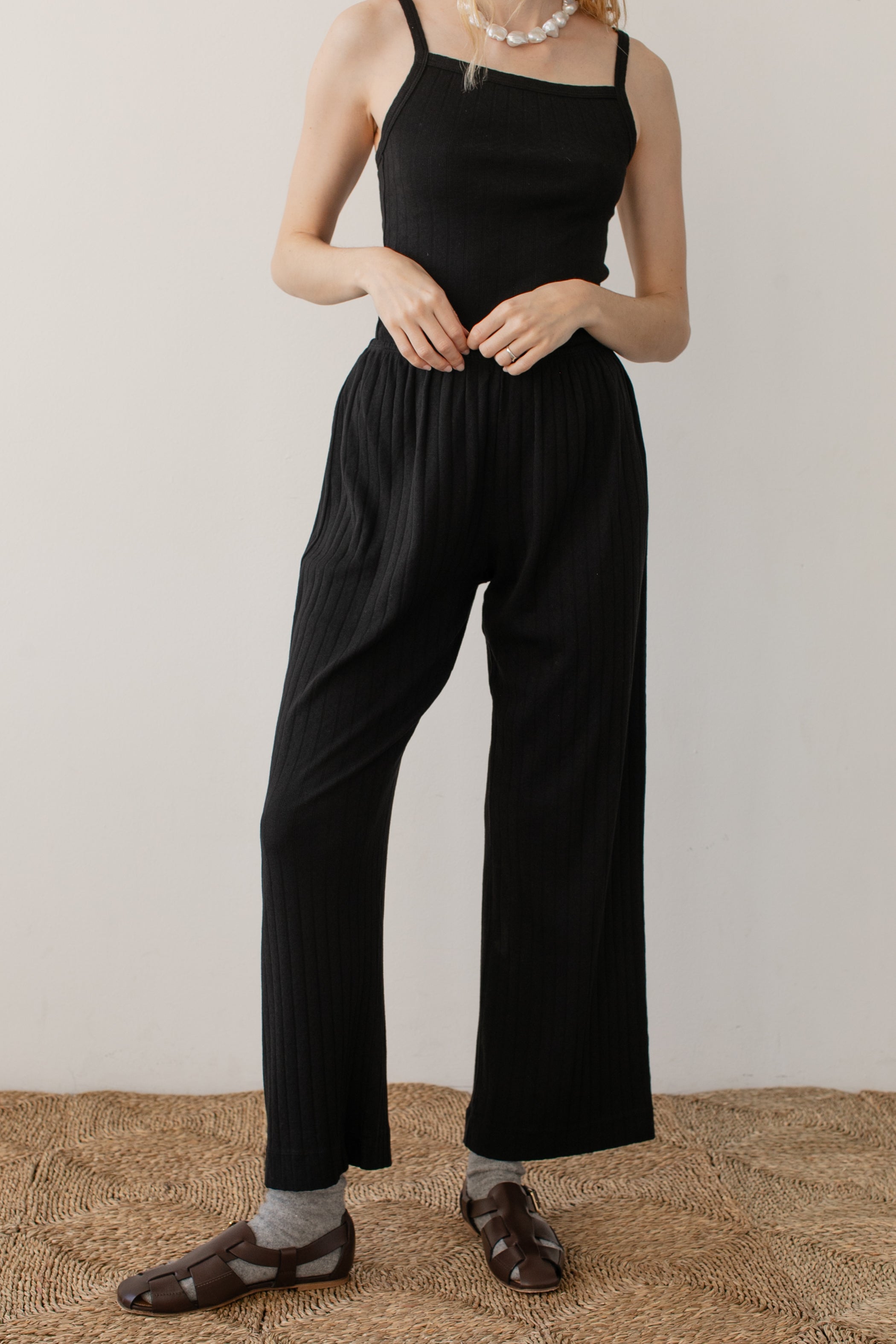 DONNI The Pointelle Simple Crop Pant - Jet