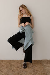 DONNI The Pointelle Simple Crop Pant - Jet
