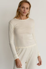 DONNI Creme Pointelle Long Sleeve - Creme