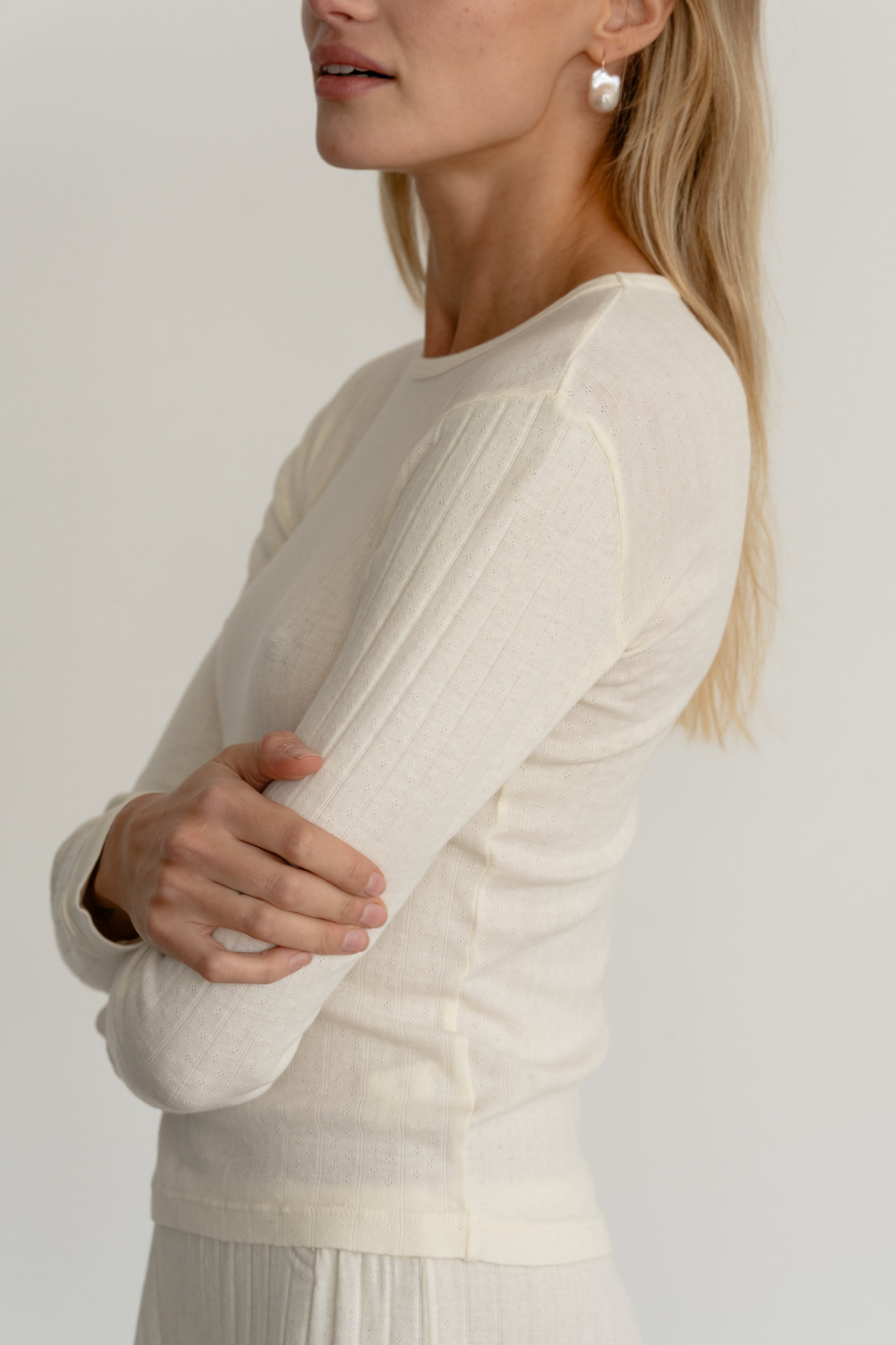 DONNI Creme Pointelle Long Sleeve - Creme