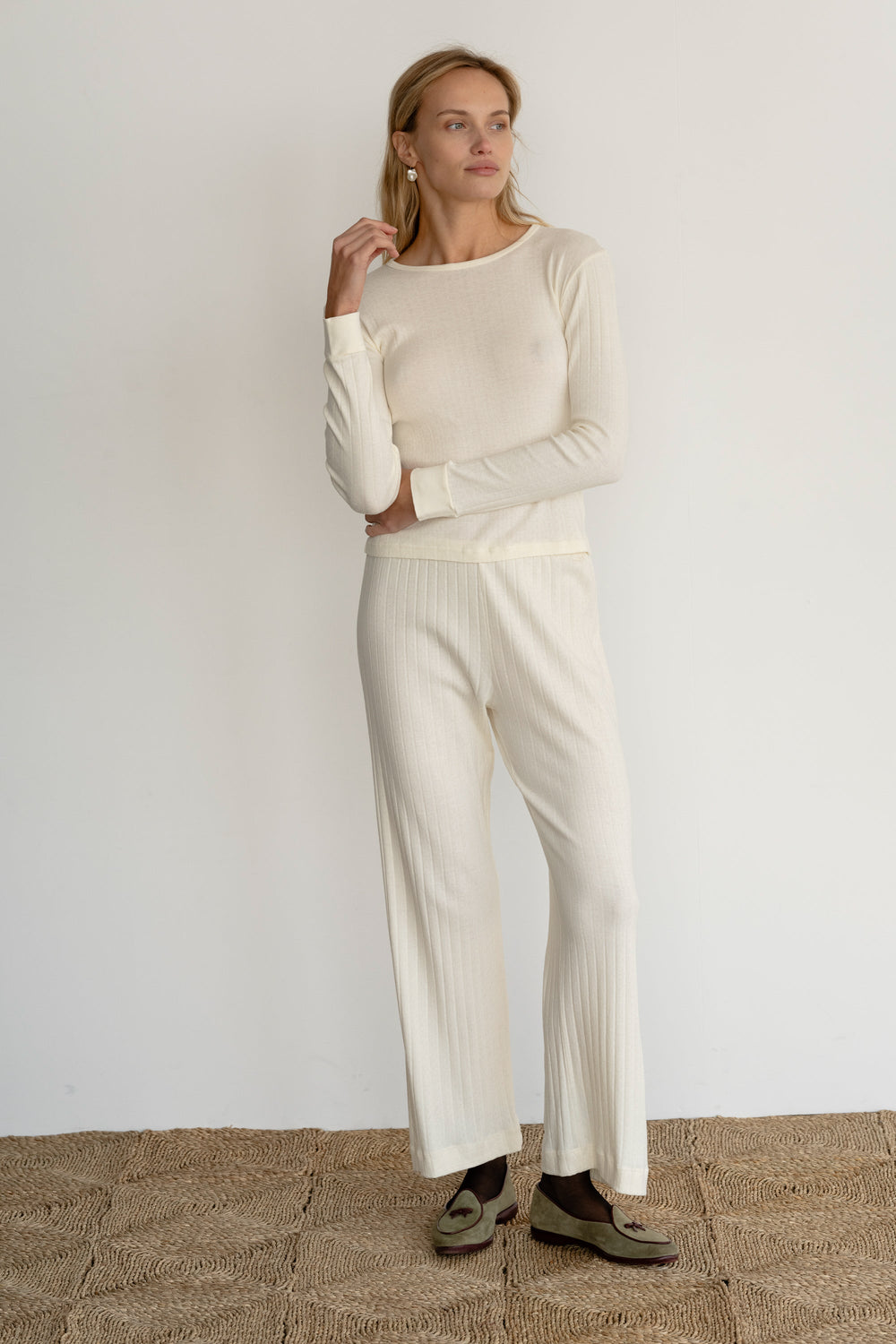 DONNI Creme Pointelle Long Sleeve - Creme