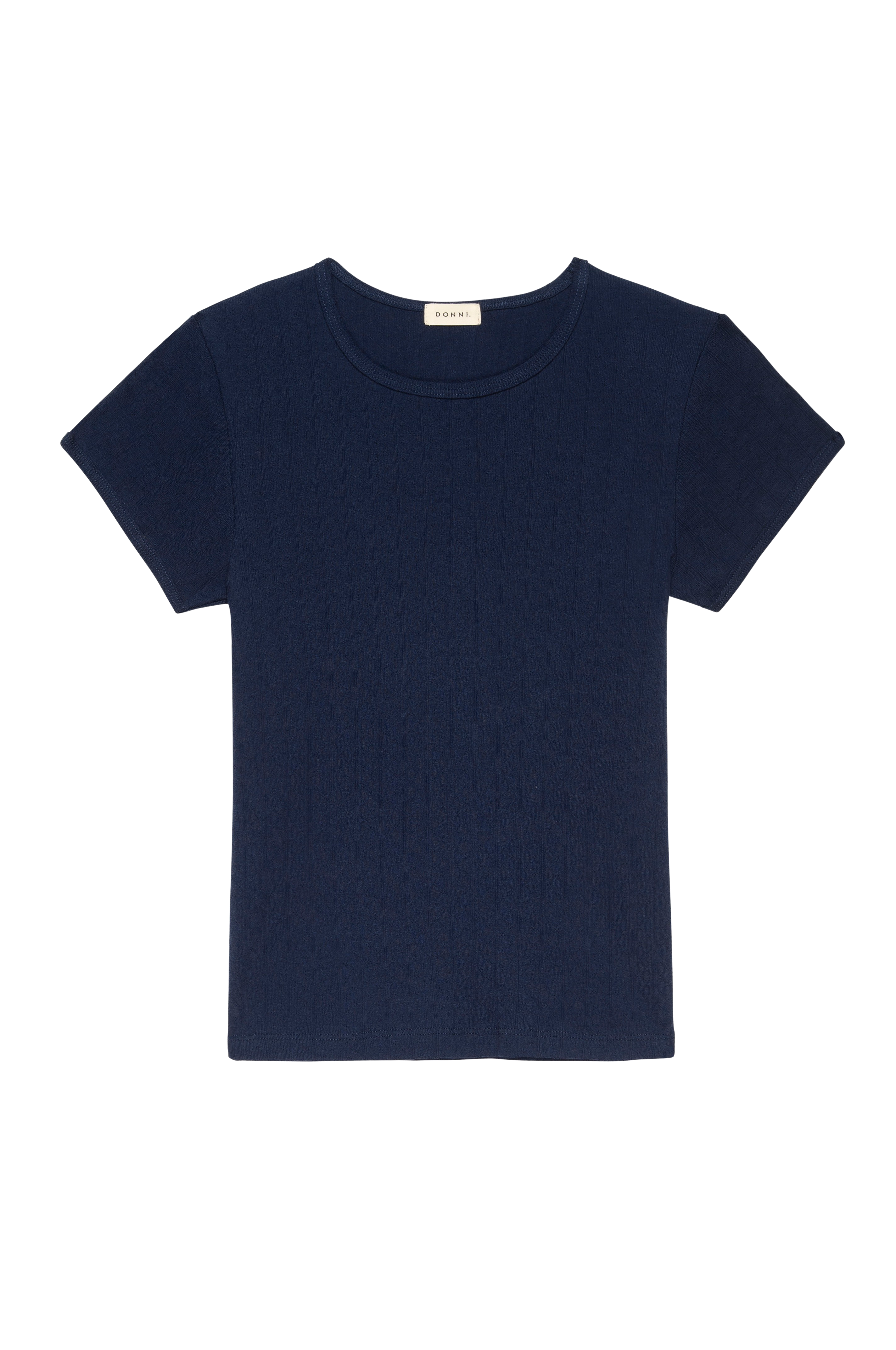 DONNI The Pointelle Baby Tee - Navy