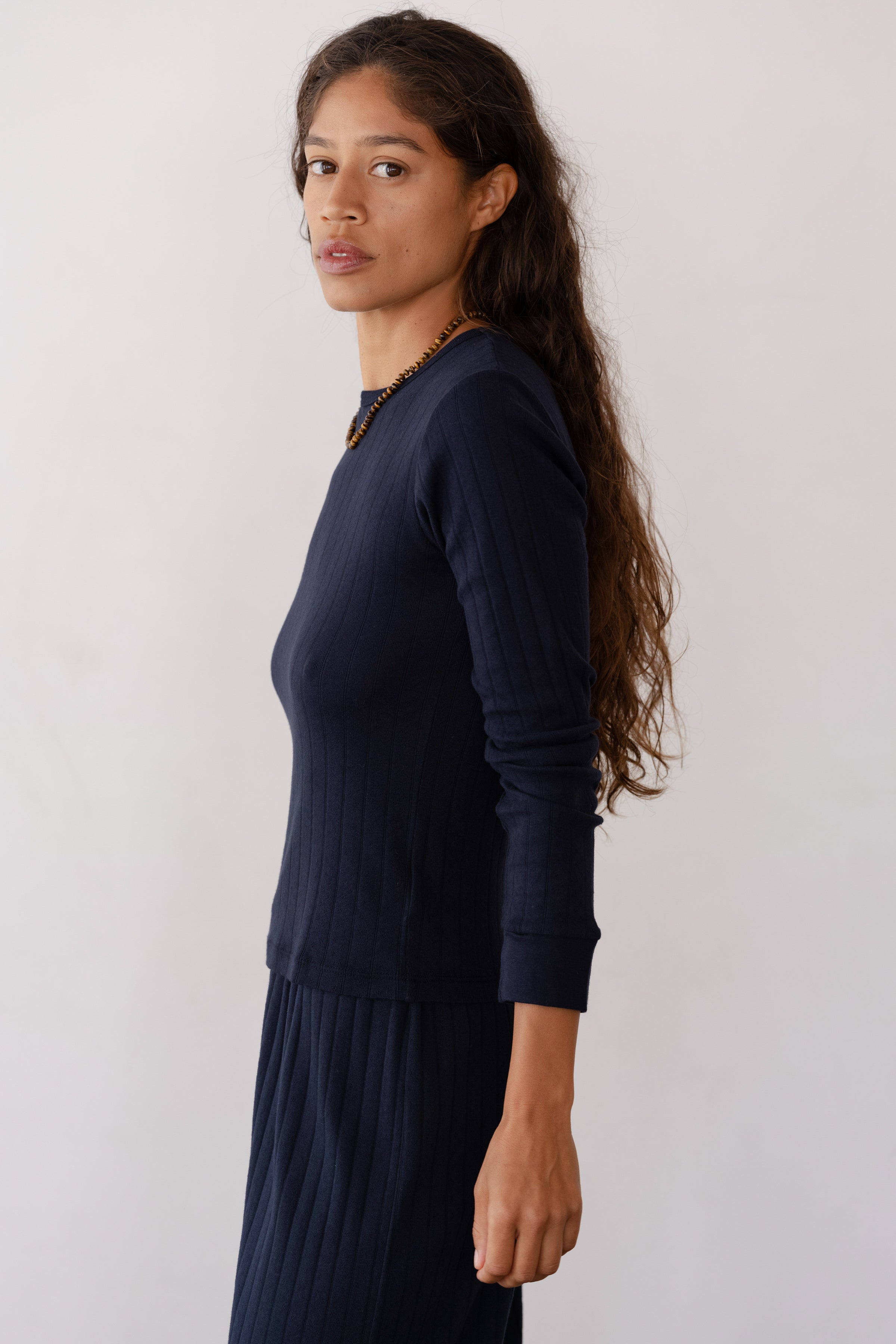 DONNI The Pointelle Long Sleeve - Navy