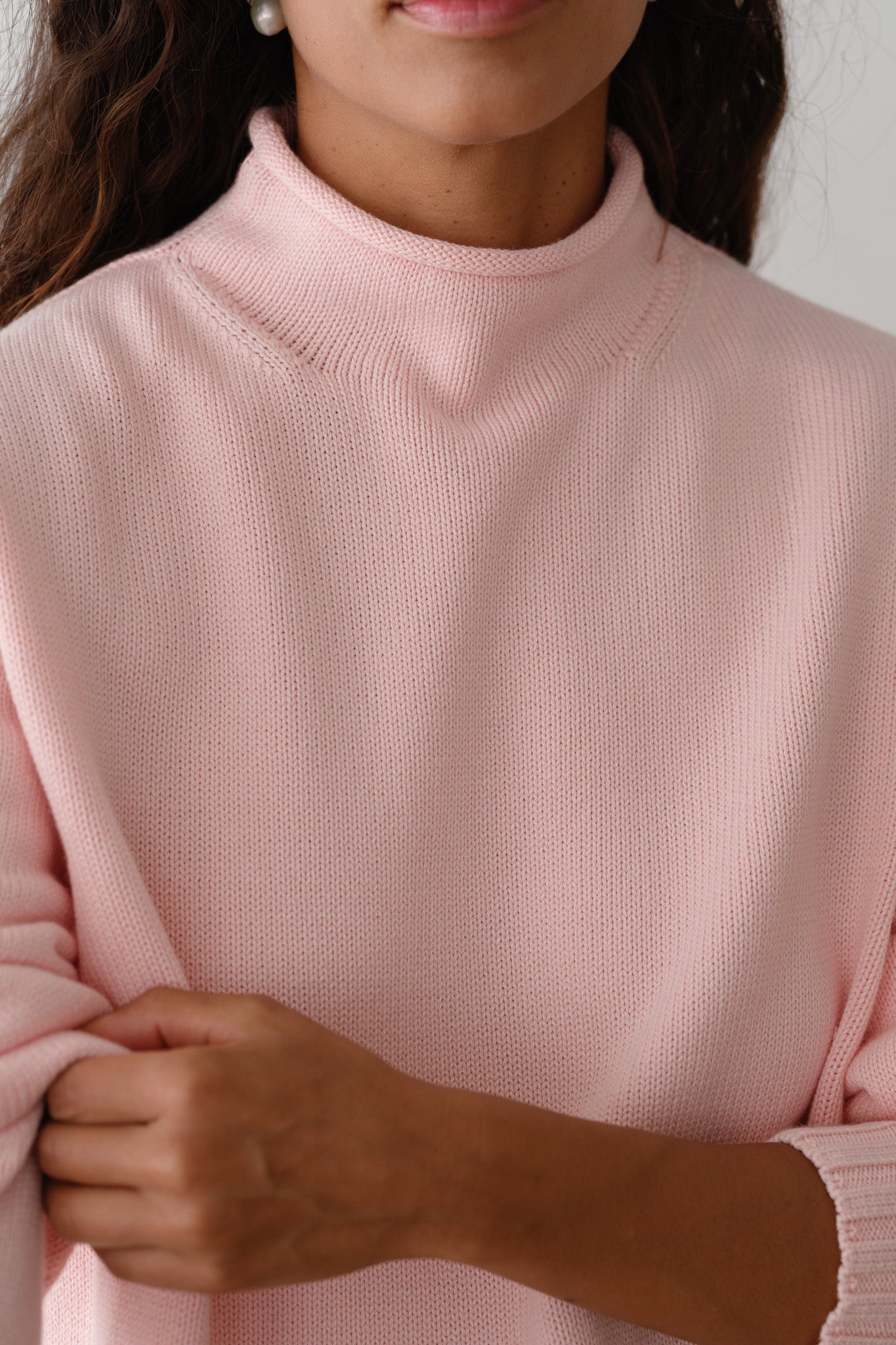 DONNI The Cotton Cashmere Roll Neck Sweater - Ballerina