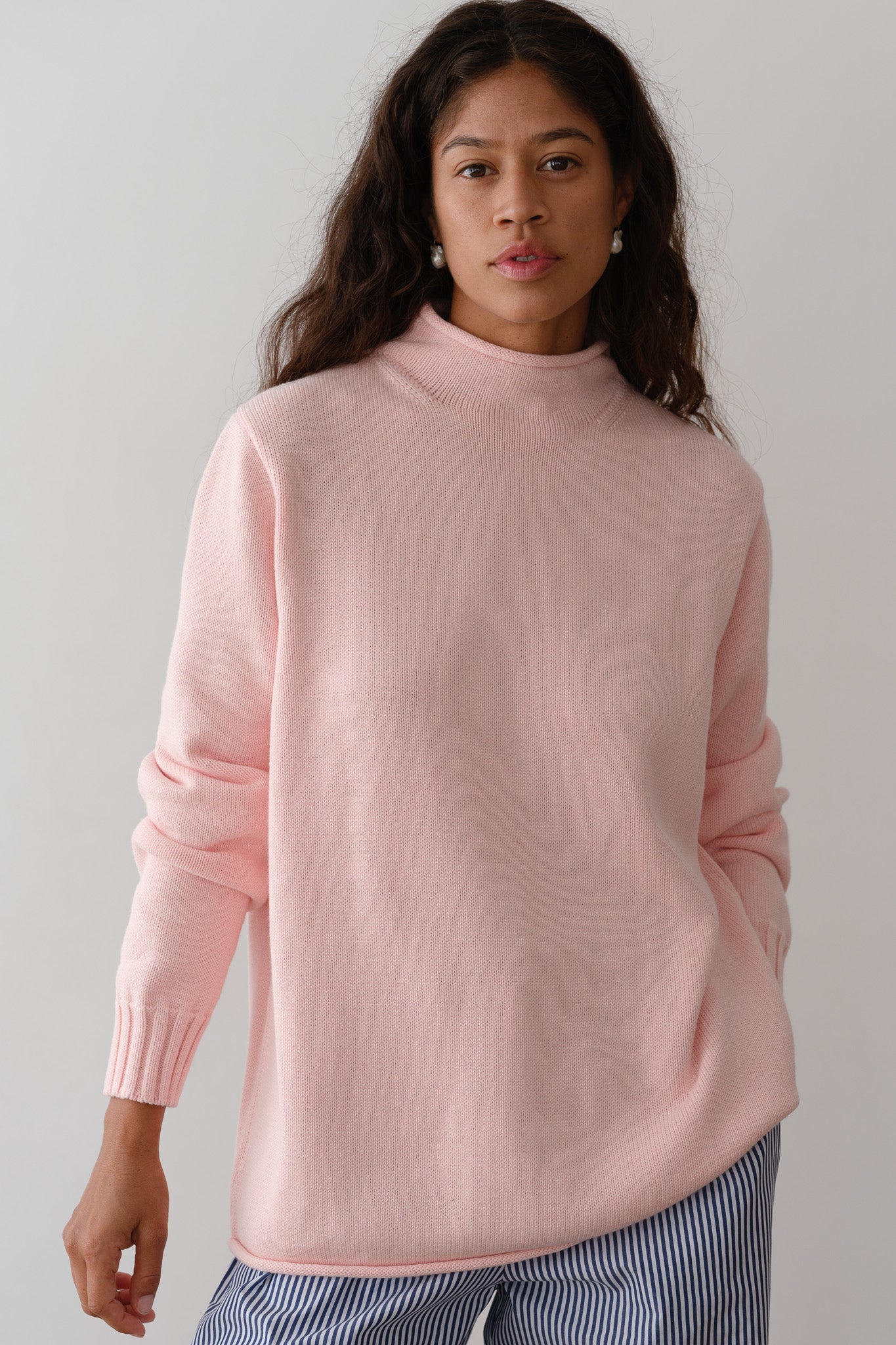 DONNI The Cotton Cashmere Roll Neck Sweater - Ballerina