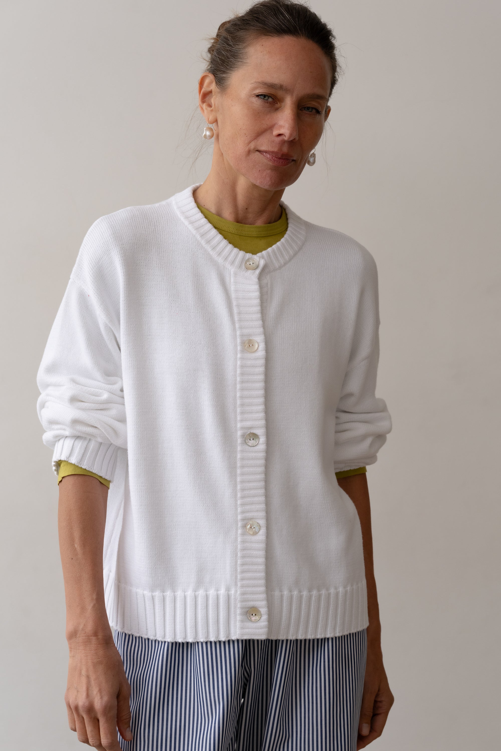 DONNI The Cotton Knit Cardigan - Powder