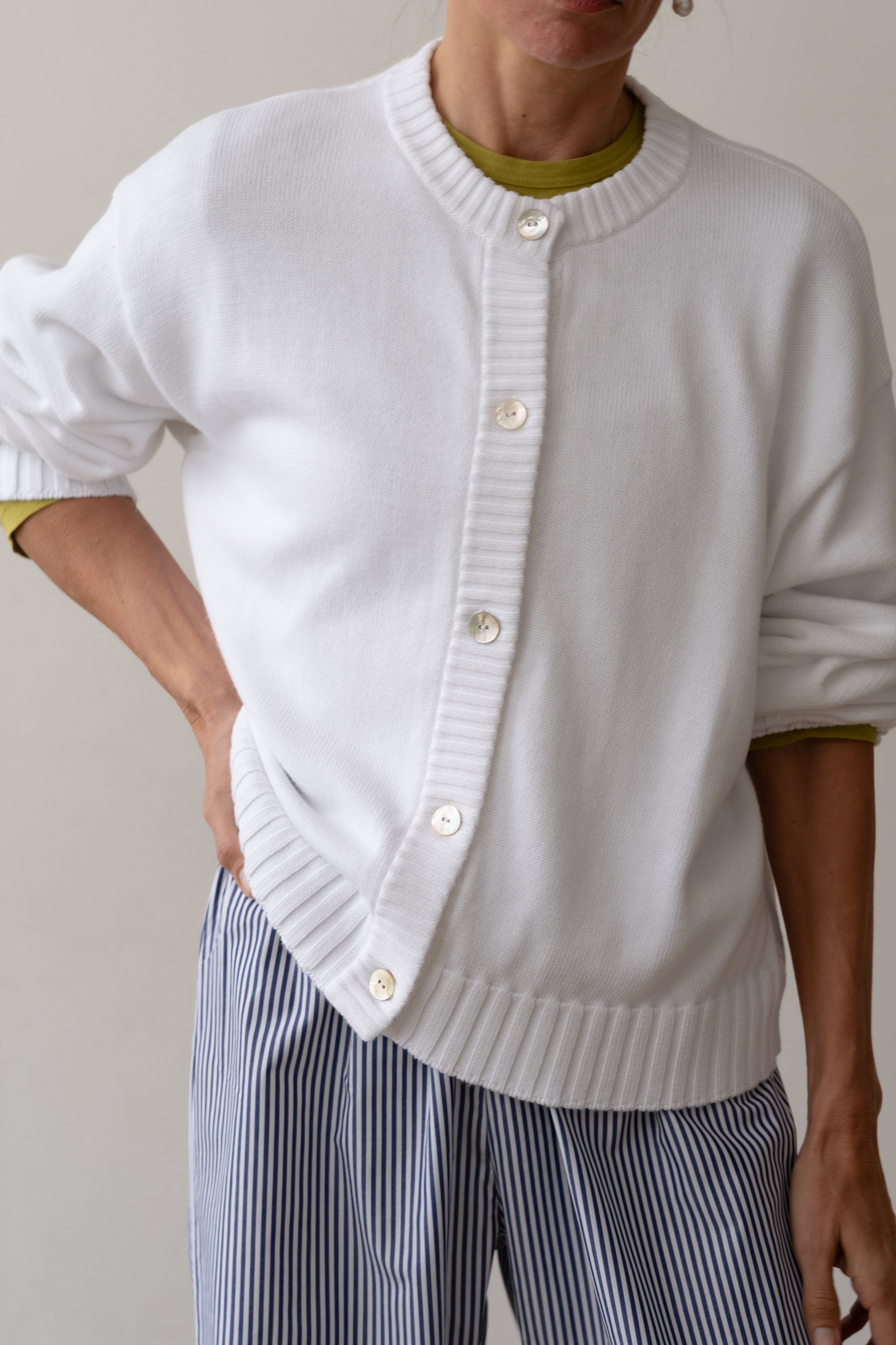 DONNI The Cotton Knit Cardigan - Powder