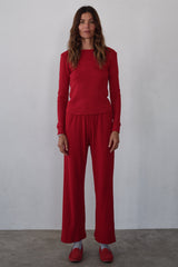 DONNI The Pointelle Simple Crop Pant - Bell-Pepper