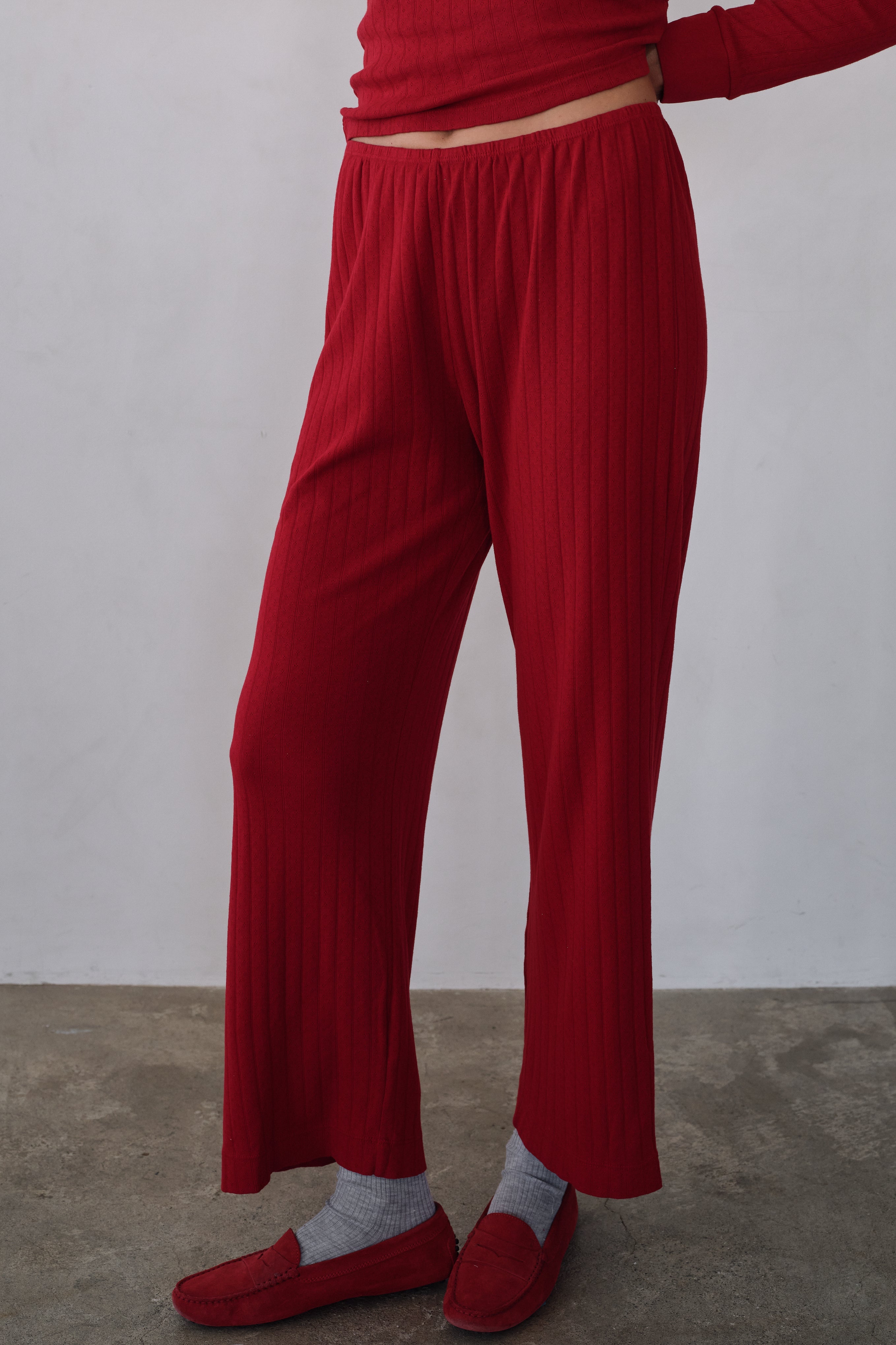 DONNI The Pointelle Simple Crop Pant - Bell-Pepper