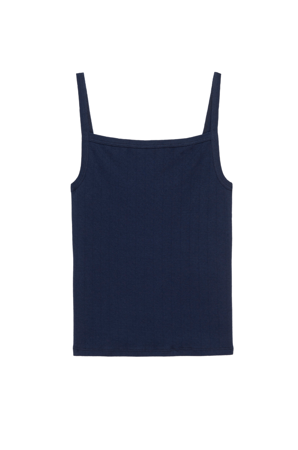 DONNI The Pointelle Square Neck Tank - Navy