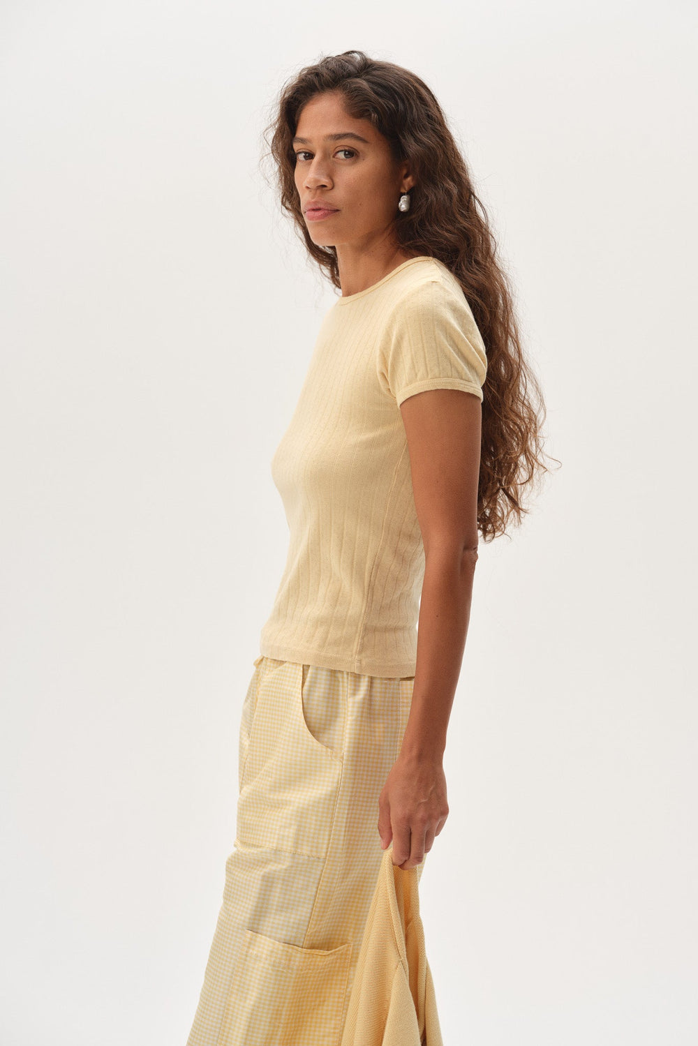 DONNI The Pointelle Baby Tee Butter - Butter