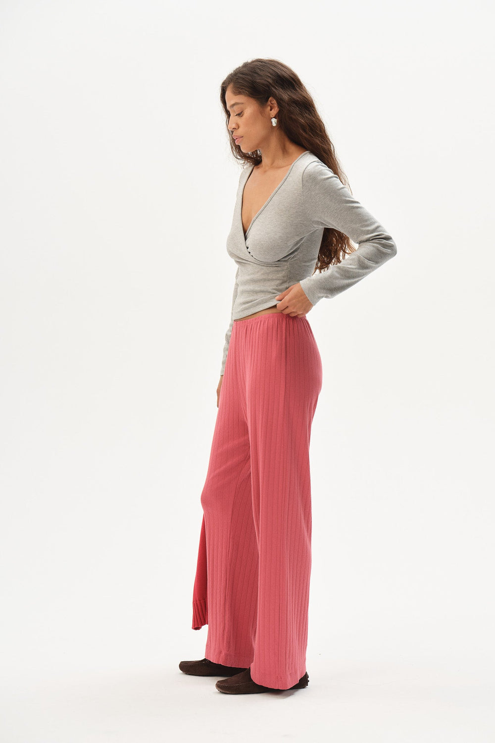 DONNI The Pointelle Simple Crop Pant - Raspberry
