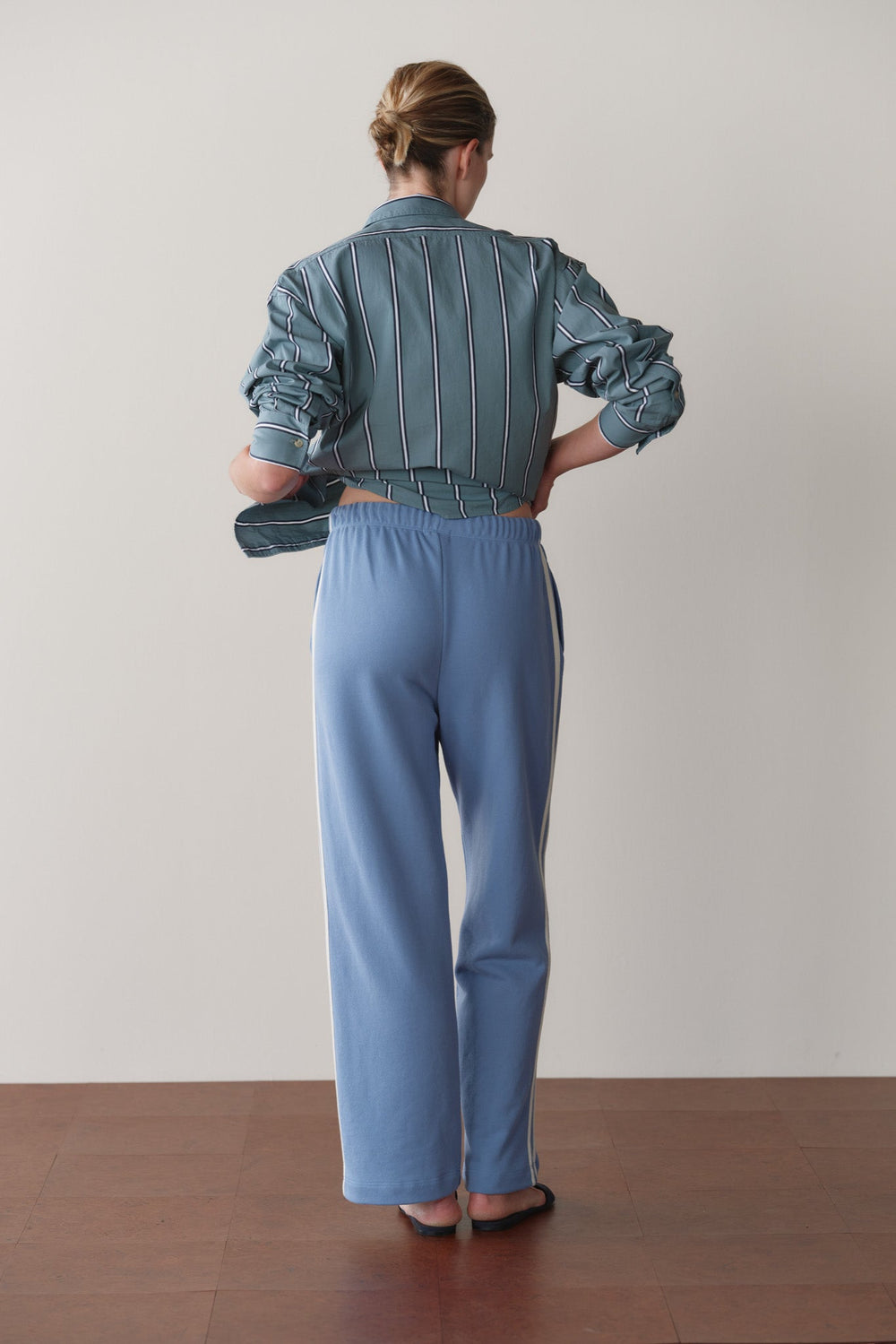 DONNI The Eco-Terry Stripe Crop Pant - Cornflower