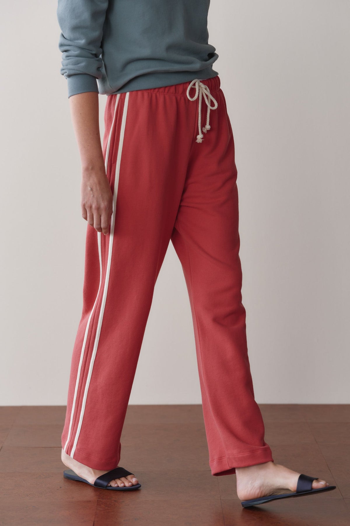 DONNI The Eco-Terry Stripe Crop Pant - Raspberry