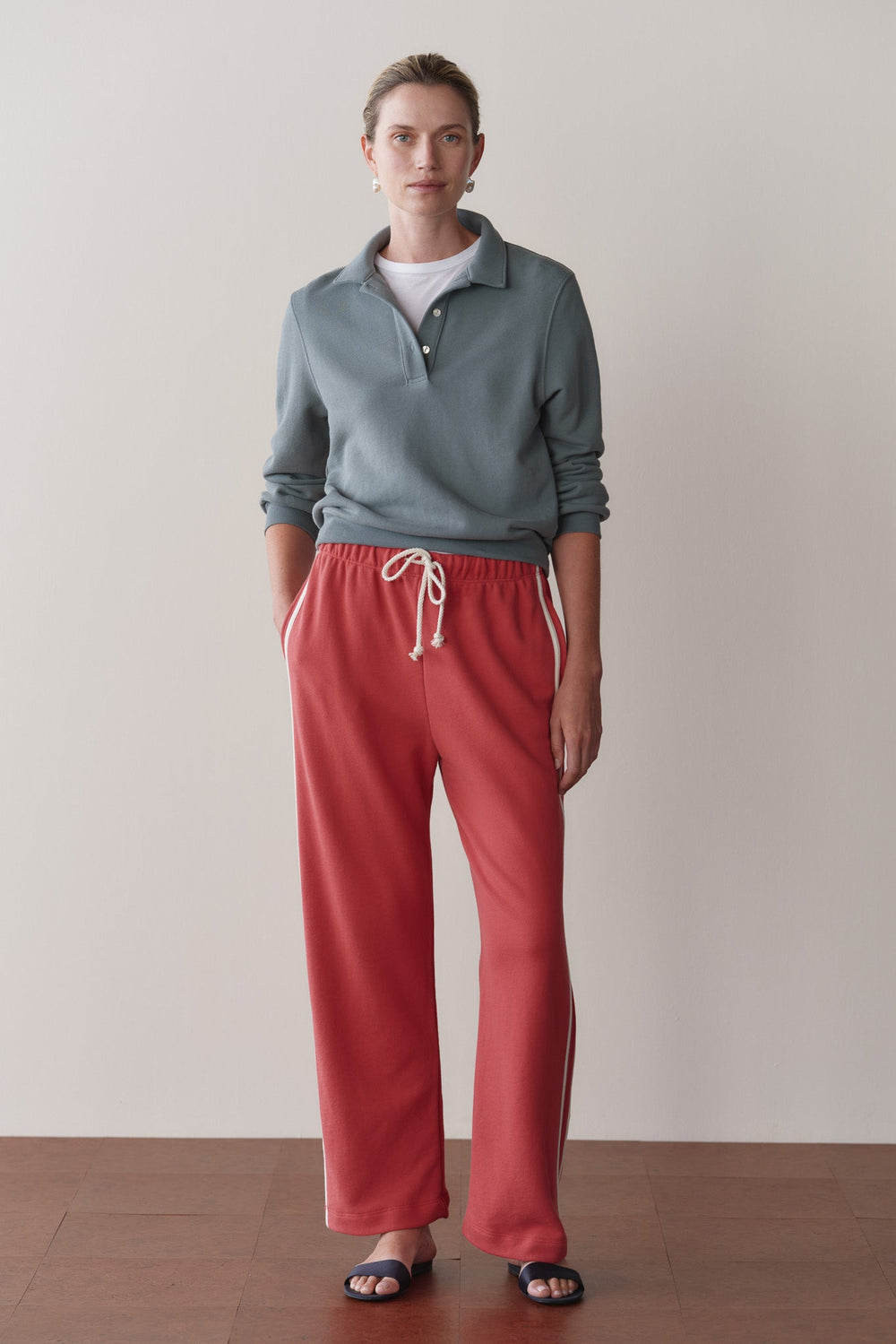 DONNI The Eco-Terry Stripe Crop Pant - Raspberry