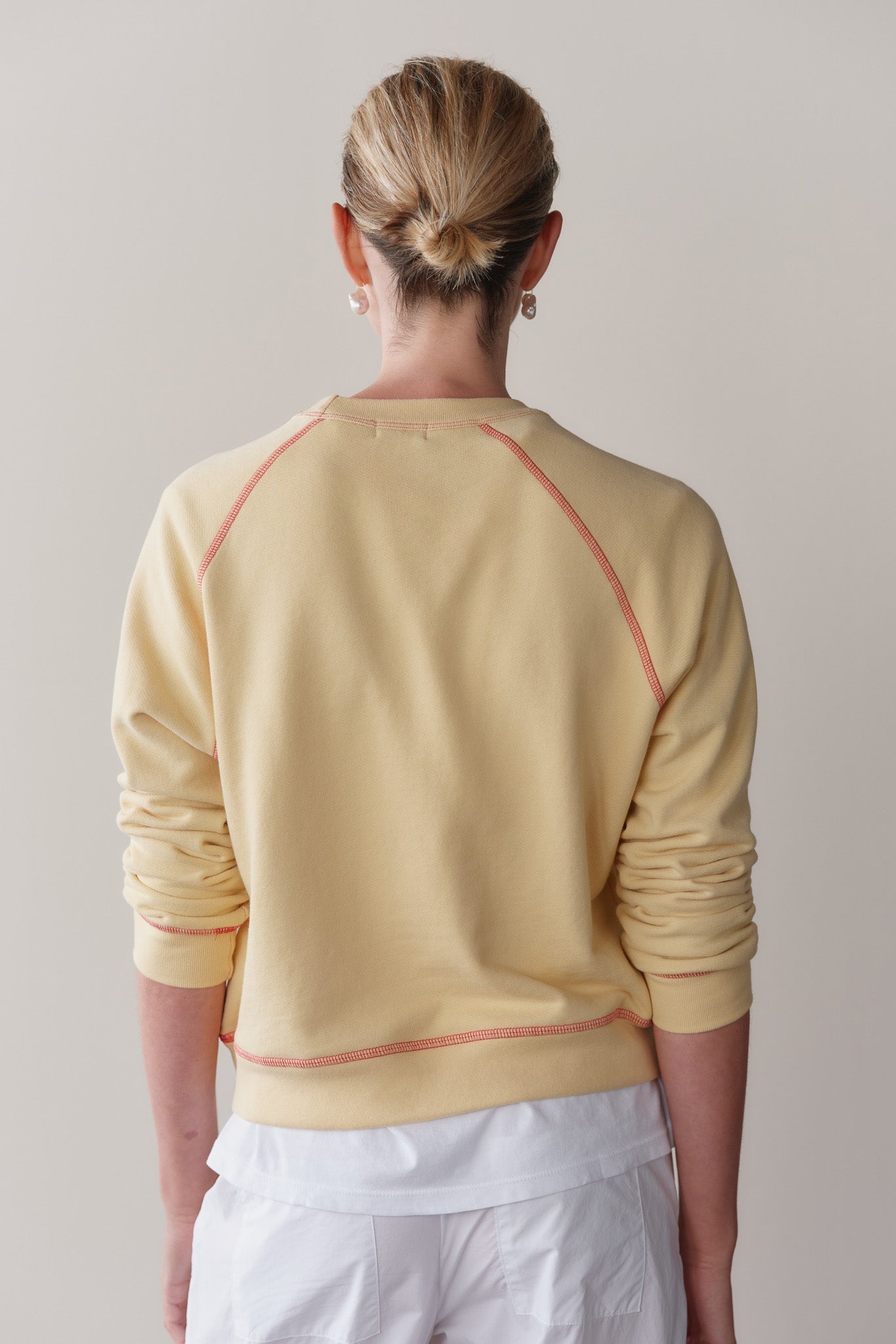 DONNI The Eco-Terry Contrast Stitch Sweatshirt - Butter
