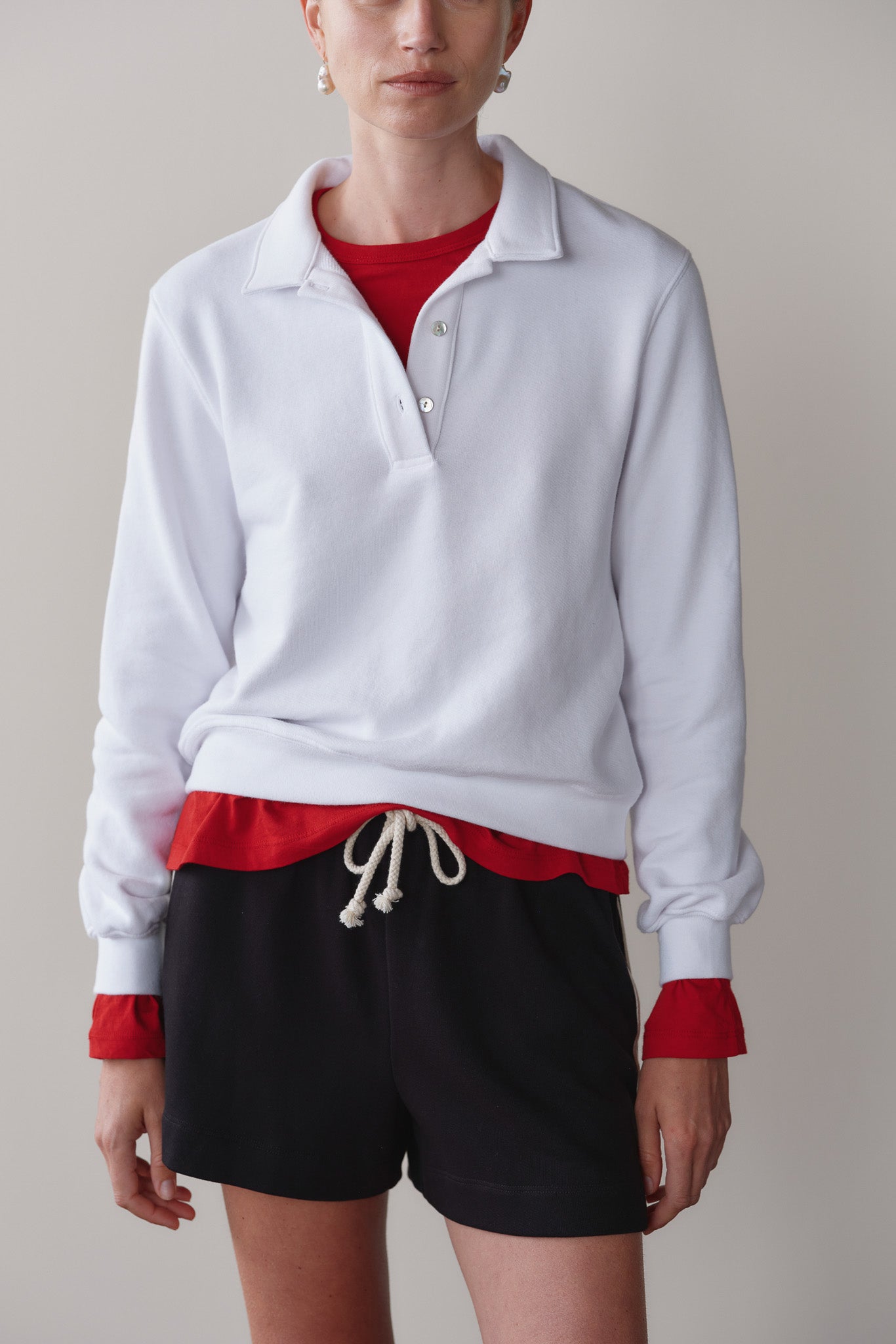 DONNI The Eco-Terry Polo Sweatshirt - Powder