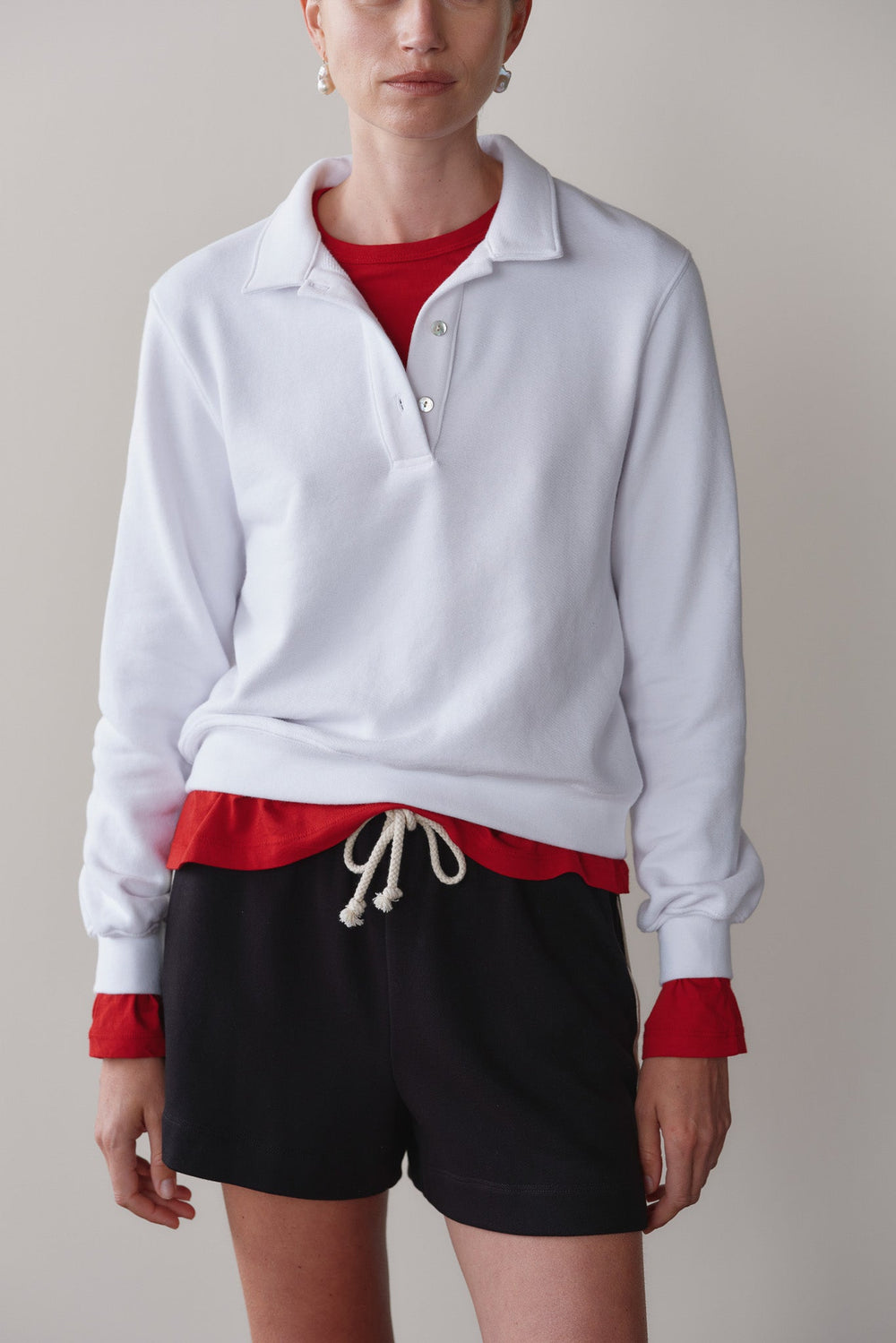 DONNI The Eco-Terry Polo Sweatshirt - Powder