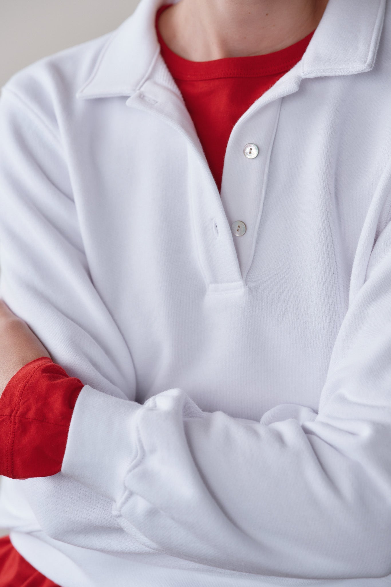 DONNI The Eco-Terry Polo Sweatshirt - Powder