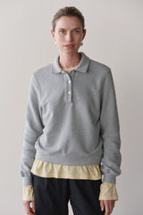 DONNI The Eco-Terry Polo Sweatshirt - Heather Grey