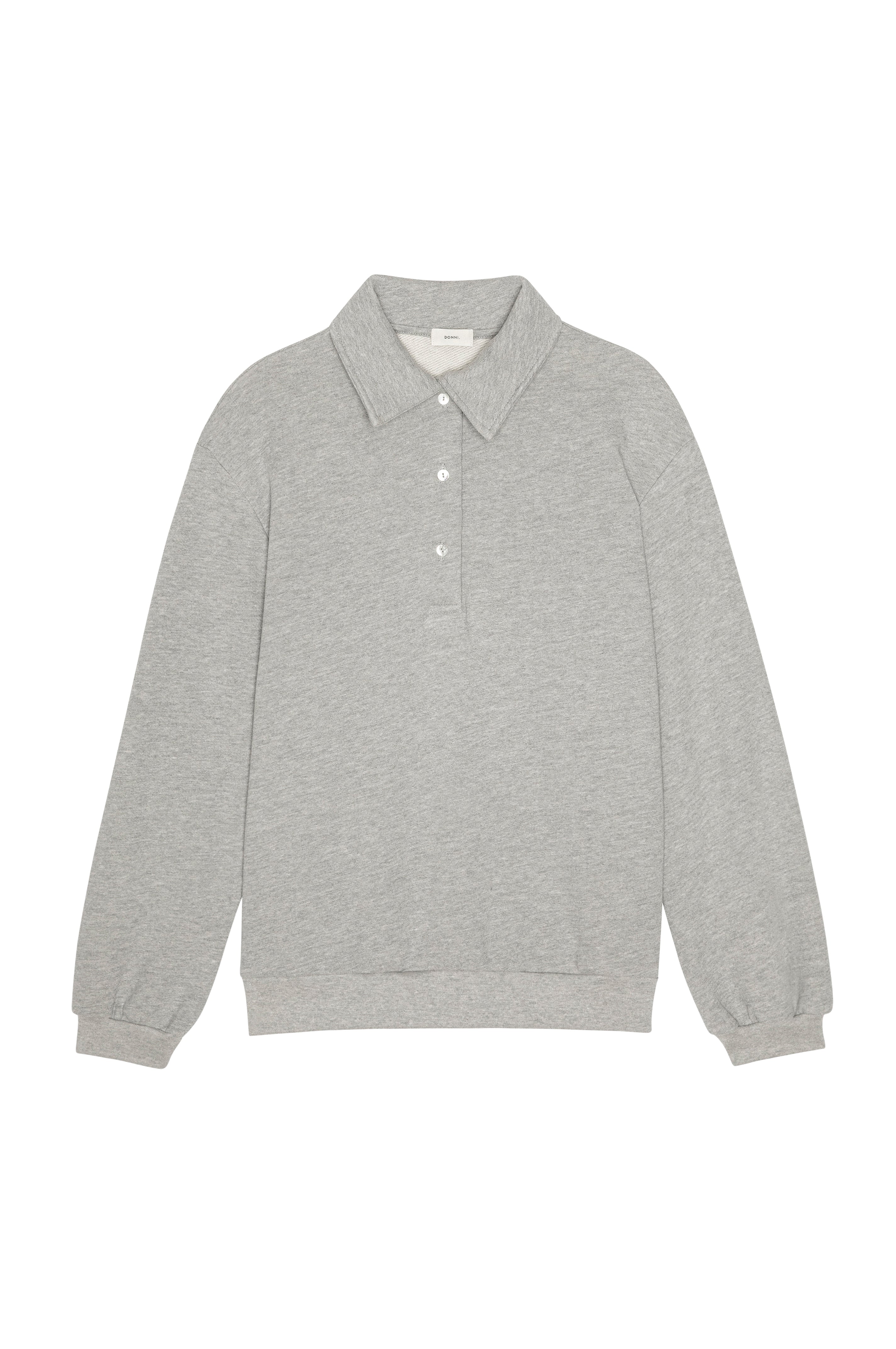 DONNI The Eco-Terry Polo Sweatshirt - Heather Grey