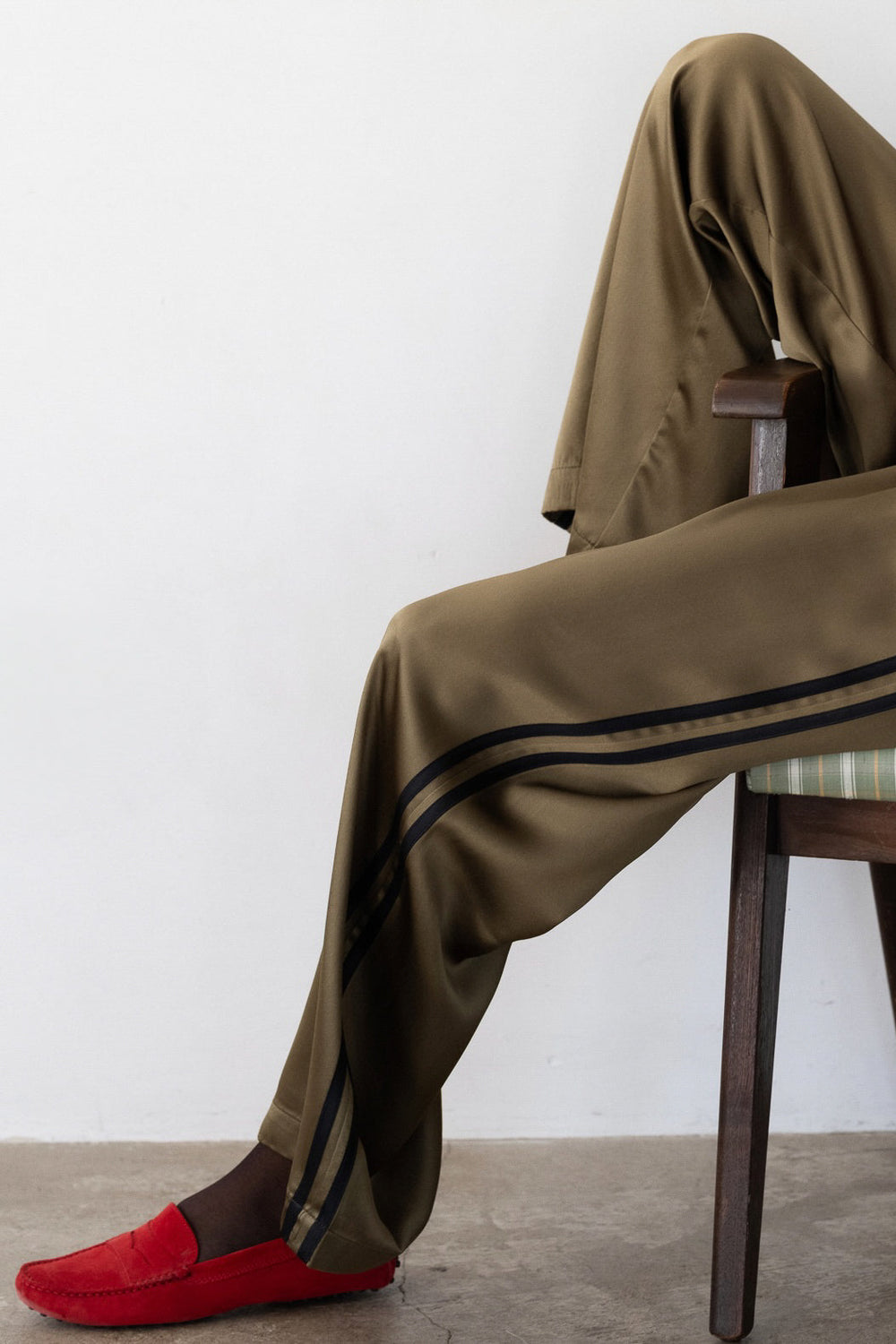 DONNI The Silk Stripe Simple Pant - Oregano-Jet