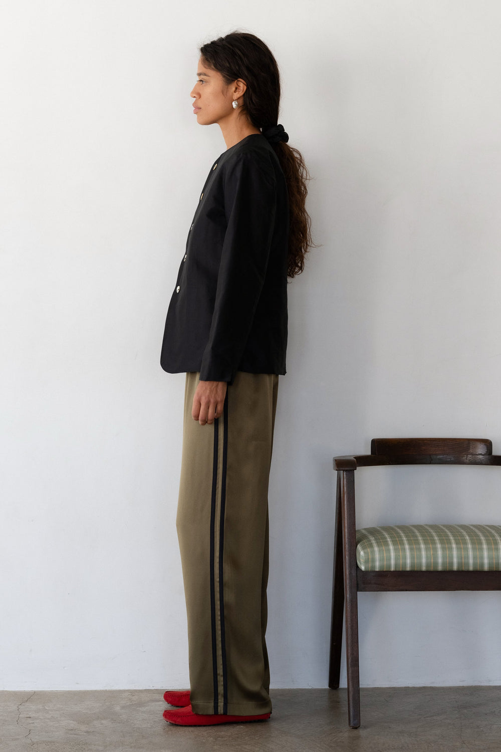 DONNI The Silk Stripe Simple Pant - Oregano-Jet