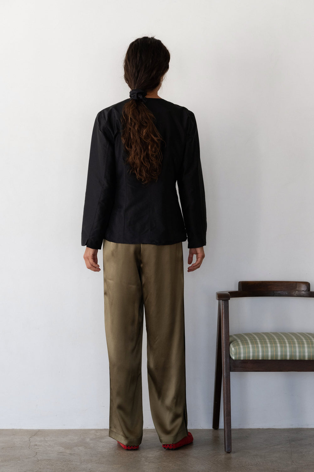 DONNI The Silk Stripe Simple Pant - Oregano-Jet