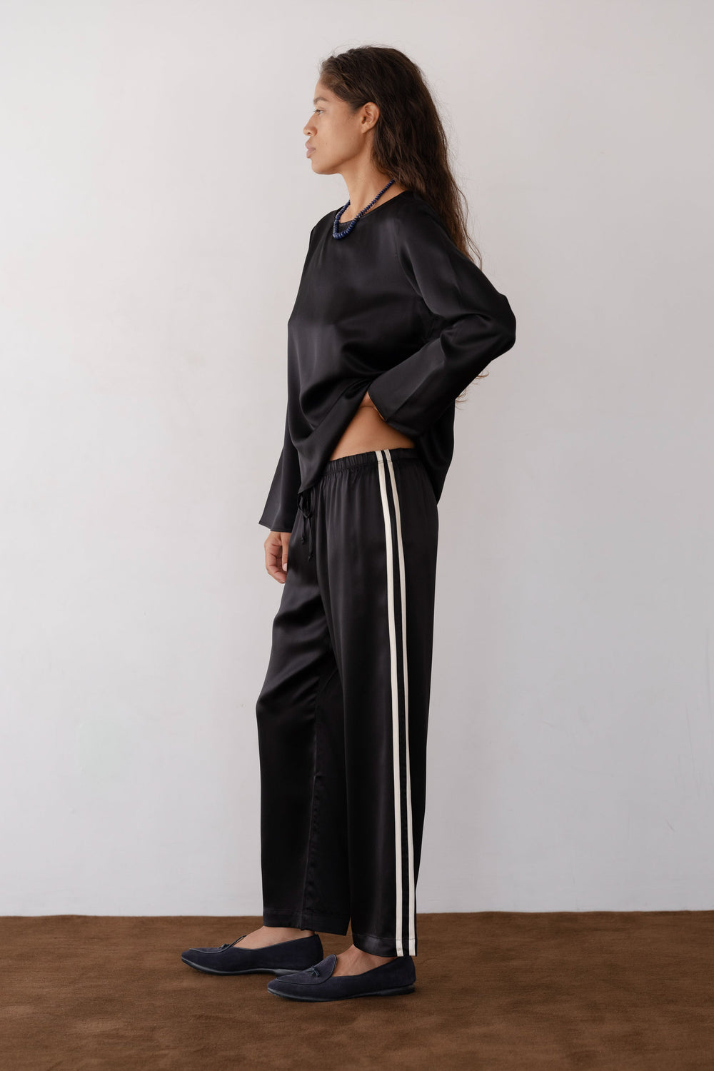 DONNI The Silk Stripe Crop Pant - Jet