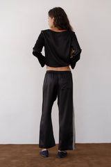 DONNI The Silk Stripe Crop Pant - Jet
